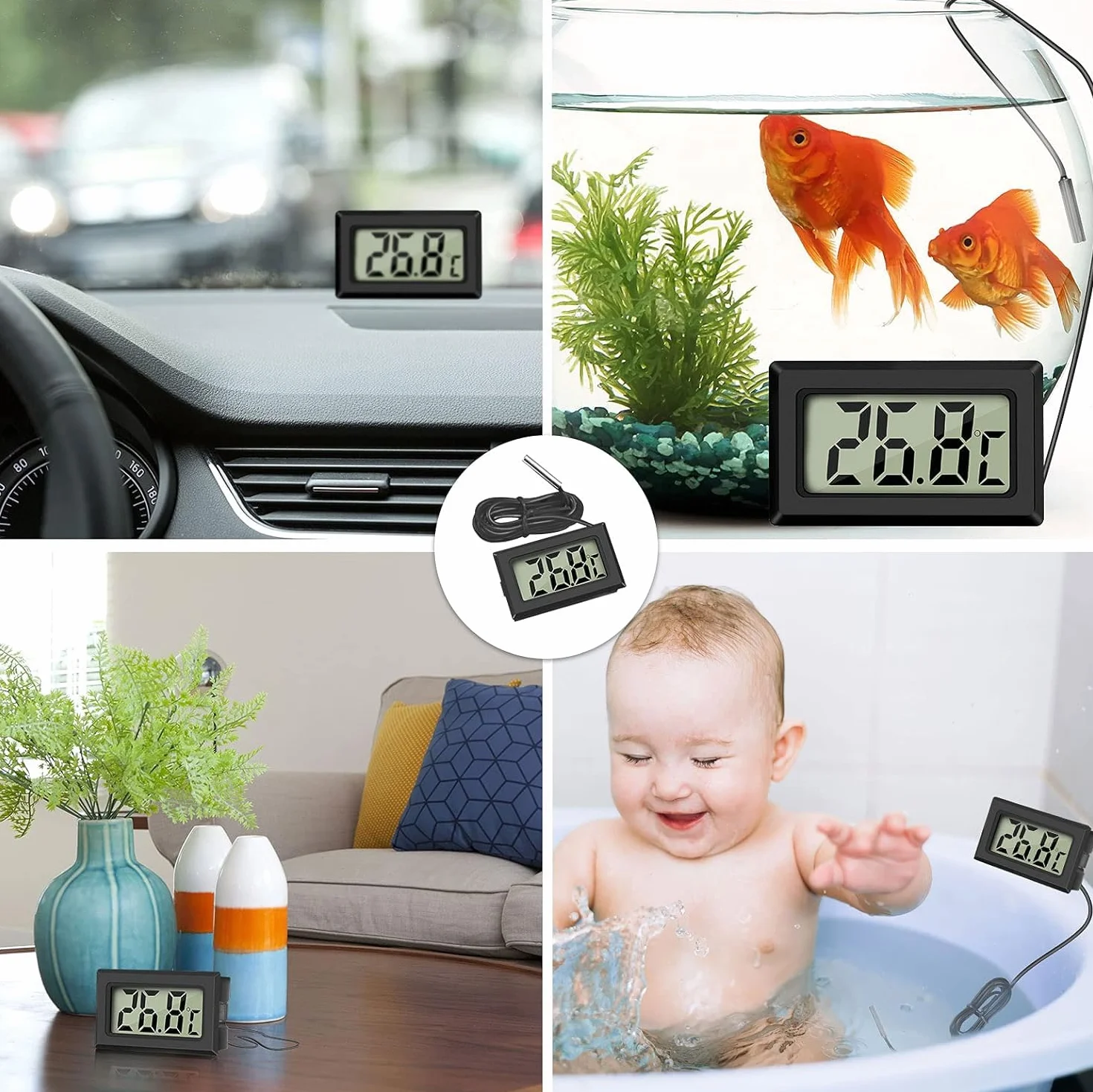 Cyfrowy termometr LED mini wyświetlacz czujnik temperatury LCD do domu biura szklarni akwarium
