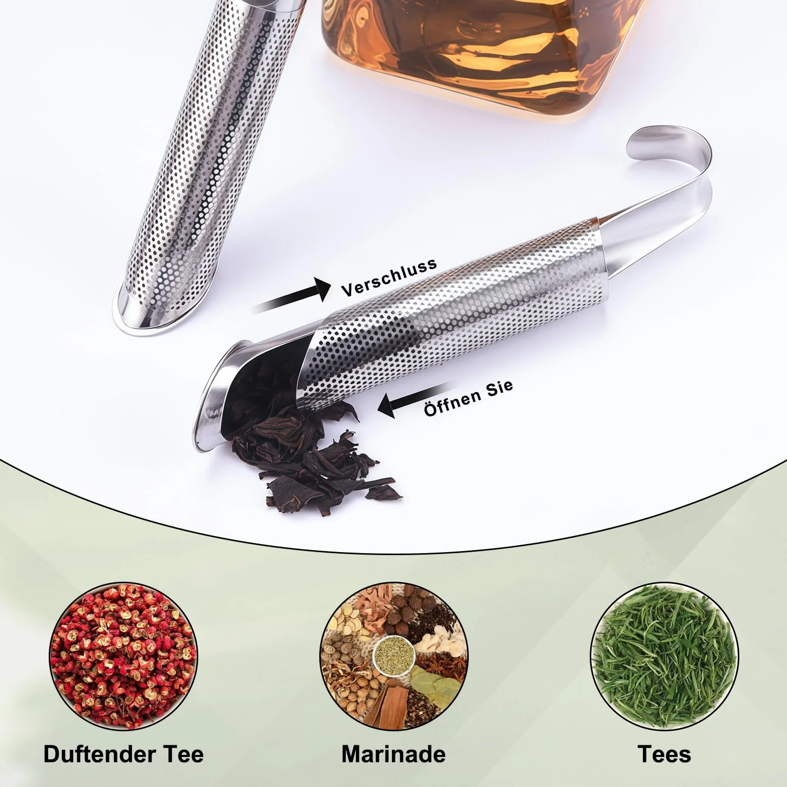 2 sztuki dyfuzor do herbaty ze stali nierdzewnej, filtr do herbaty sypkiej, filtr do herbaty o drobnych oczkach z uchwytem haczykowym, sitko do herbaty, ze stali nierdzewnej, do herbaty, róż, kawy