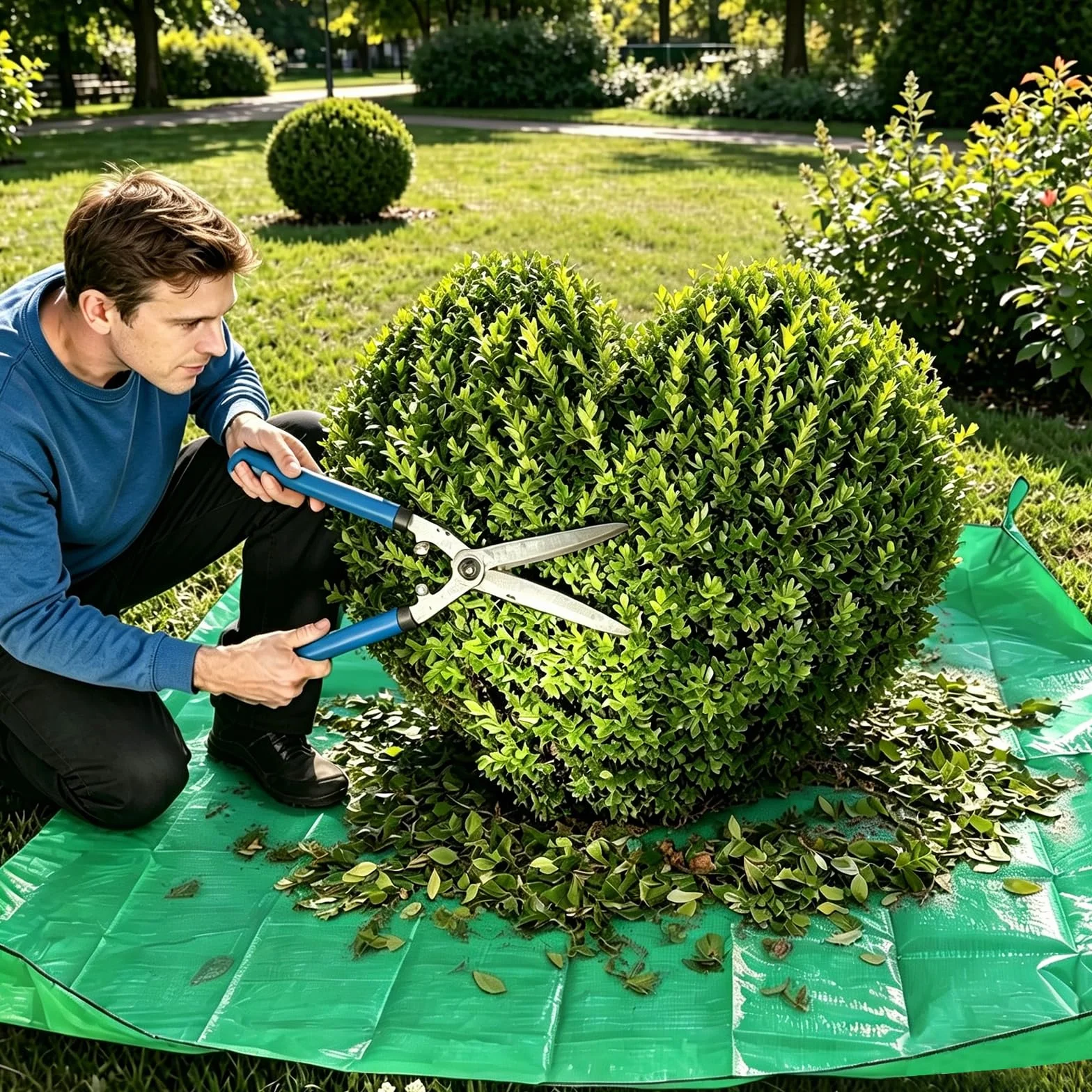 Plandeka do przycinania drzew 200x200 cm z wodoodpornym otworem 30 cm do łatwego mocowania wokół krzewów i drzew
