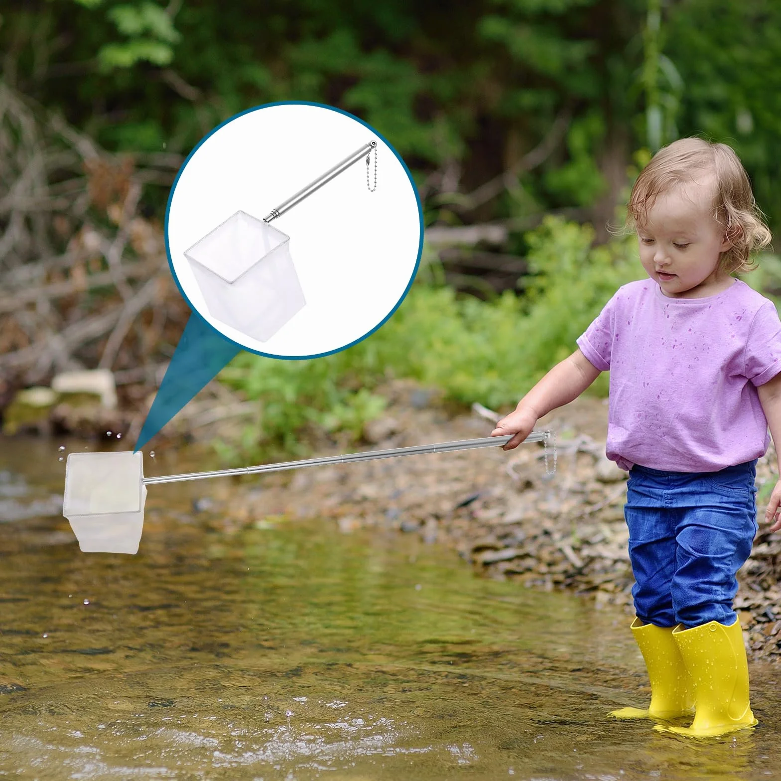 JIEYAO Siatka na ryby z wysuwanym uchwytem, 6,35 cm, mała siatka do akwarium, miękka, delikatna siatka wędkarska, teleskopowa siatka do akwarium, akcesoria do zbiornika, stawu, strumienia
