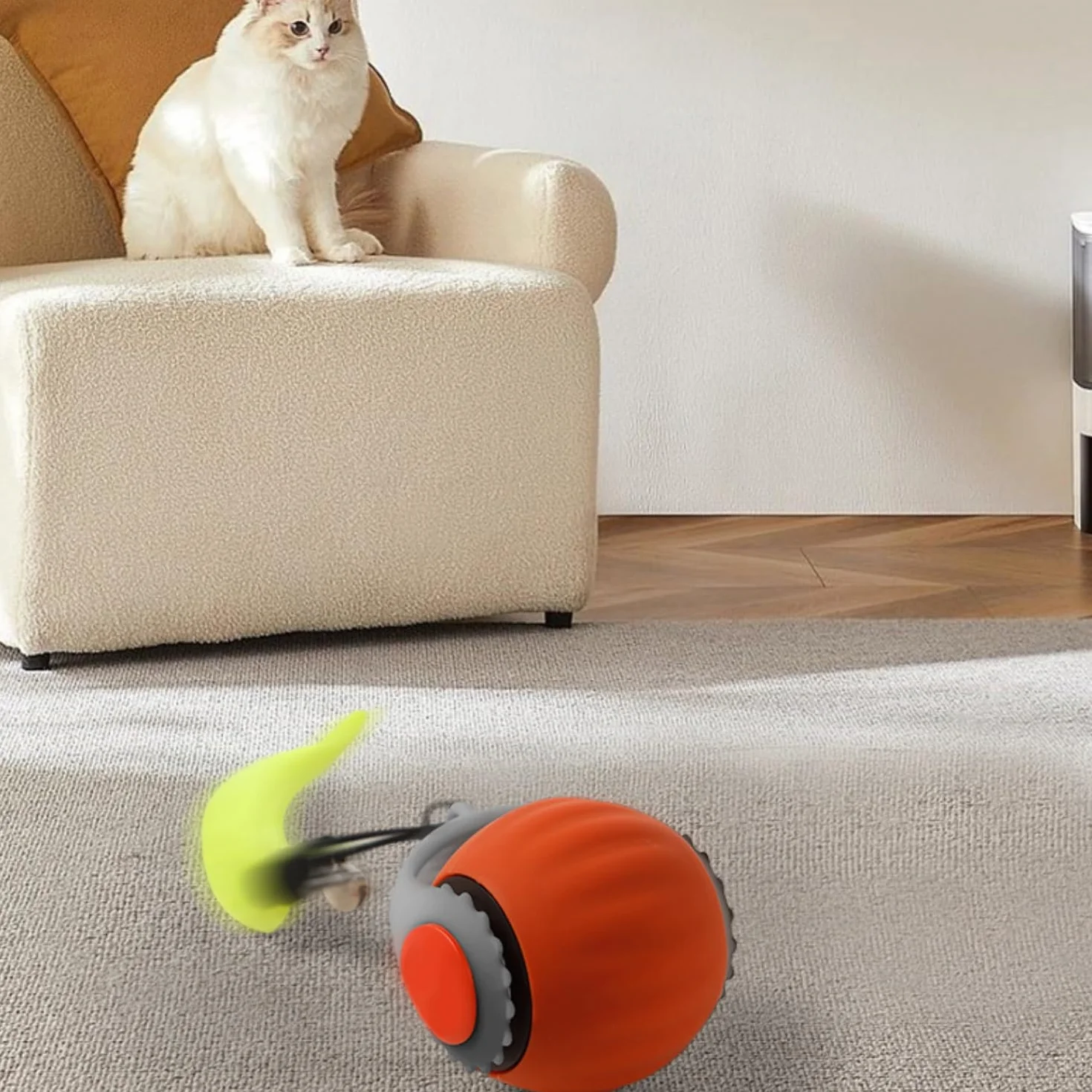 Zabawki interaktywne dla kotów z automatyczną liną obrotową Chewie Rolling Ball