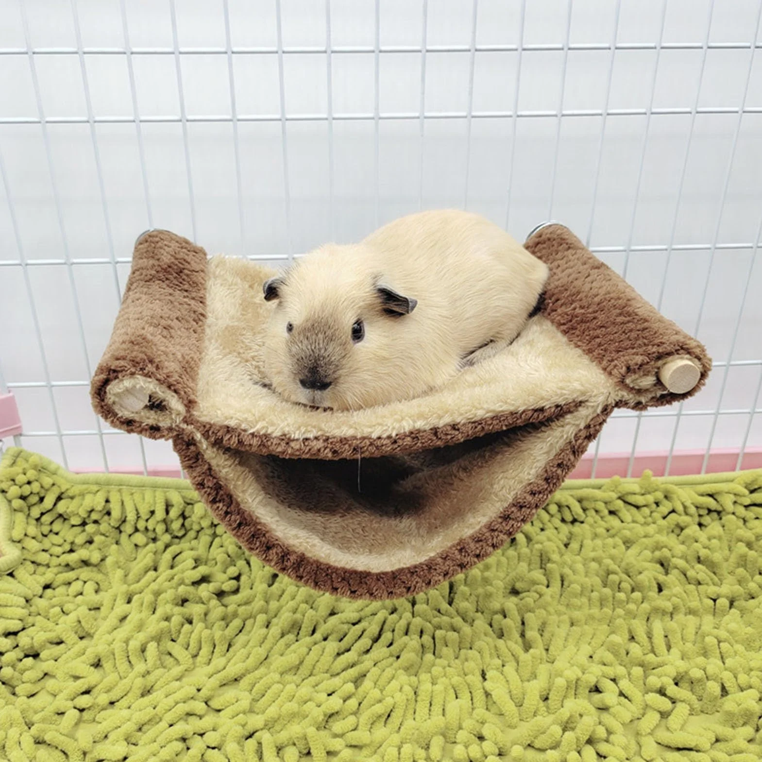 Pet Wiszący Hamak dla Małych Zwierząt - Chomik, Mysz, Szczur Huśtawka, Ciepłe Łóżko, Klatka z Łóżkiem Piętrowym (Kolor Kawy)