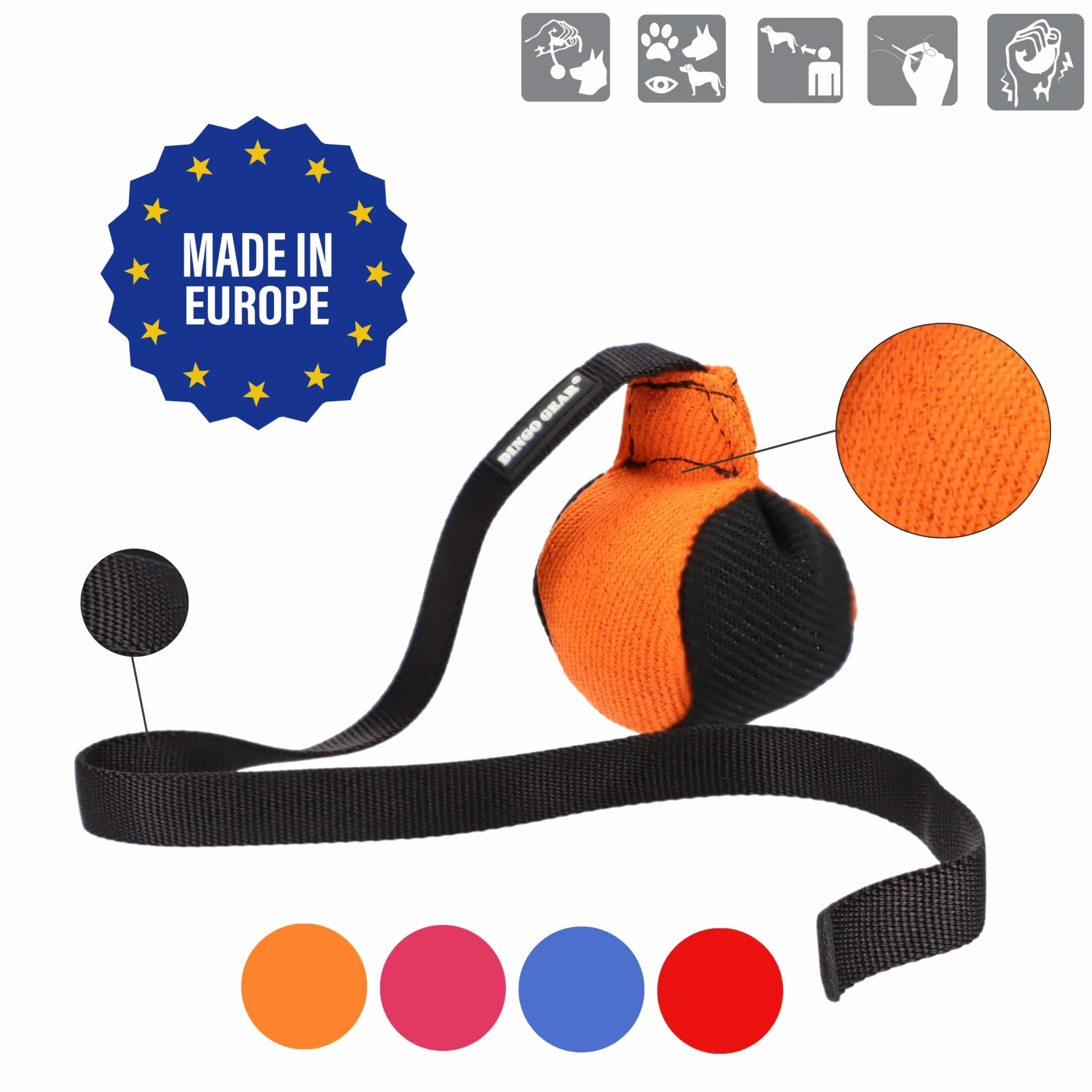 Piłka treningowa Dingo Gear 9 cm z rączką 65 cm nylon aport