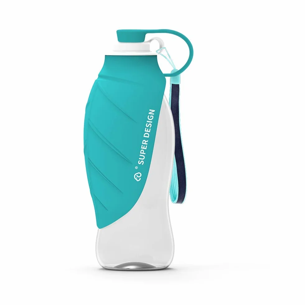 Butelka na wodę dla psa silikonowa 580 ml niebieska