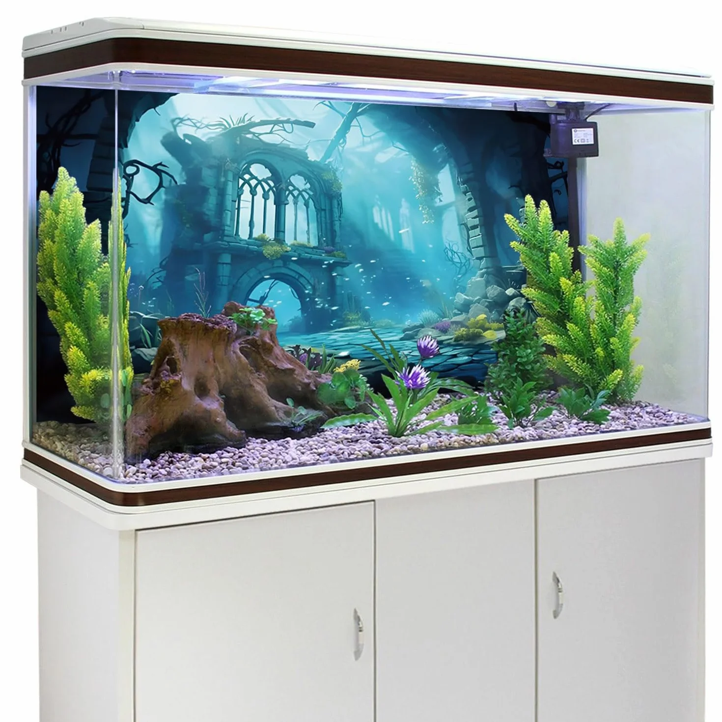 Plakat tło akwarium podwodny świat 120 x 50 cm kreskówka zamek