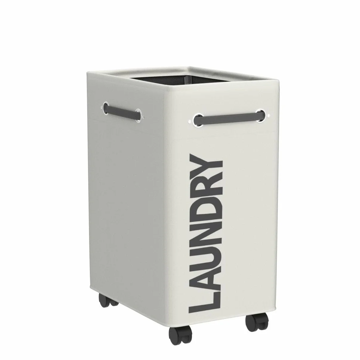 Składany Kosz na Pranie na Kółkach 65L Kosz na Pranie Pojemnik na Pranie z Kółkami Kosz do Przechowywania Tkanin Oxford Sorter na Pranie z Uchwytem, Na Ubrania, Poduszka, Koce(Beżowy)