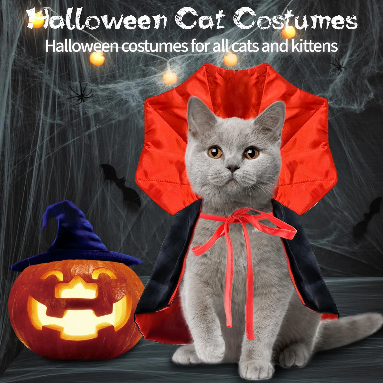 Kostium Wampira dla Psów i Kotów - Halloween, Pelerynę z Akcesoriami