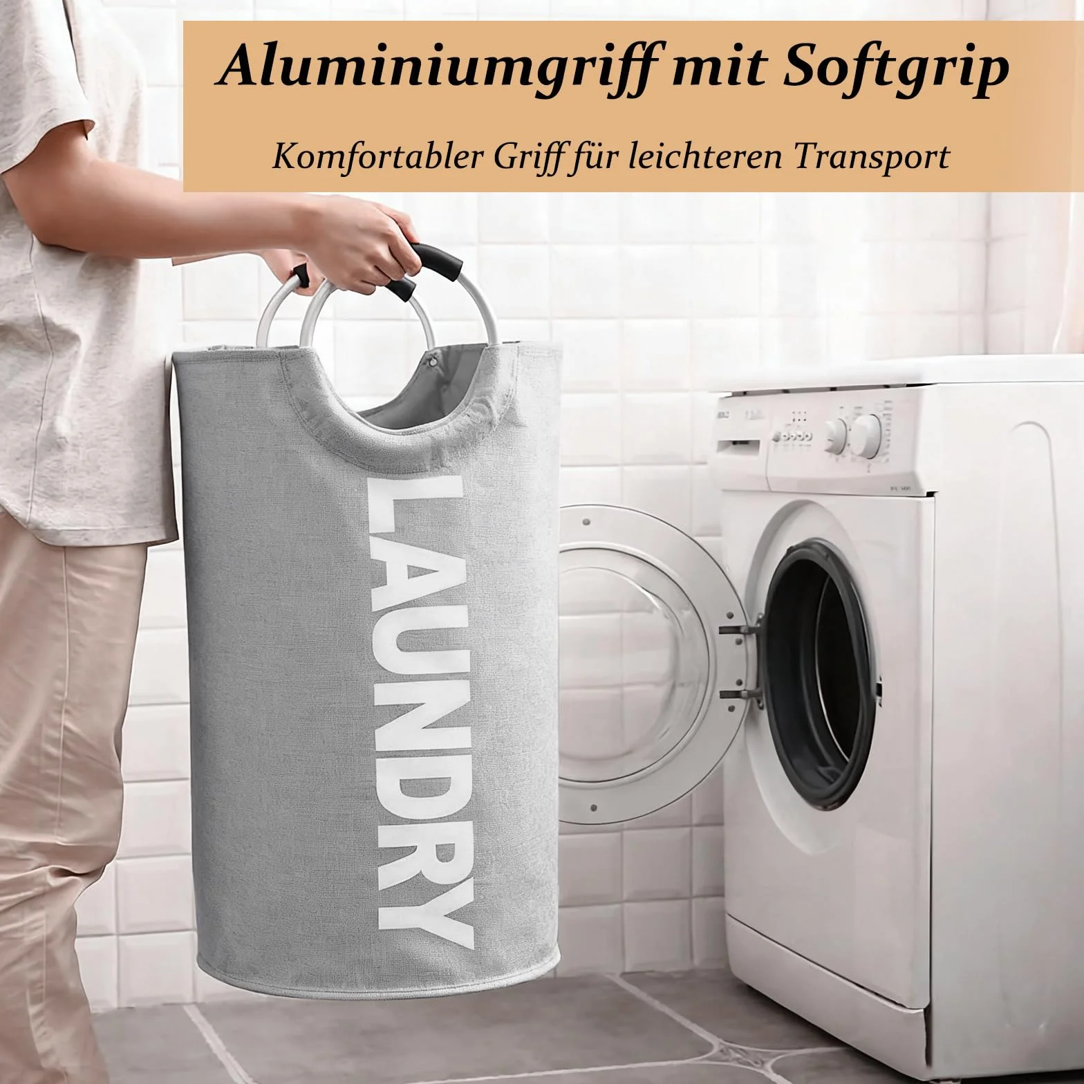Laundry Baskets, składany worek na pranie, 115 l, z uchwytem, worek na pranie z tkaniny Oxford, przenośny, duży, składany kosz, do mieszkania, mieszkania i przyczepy kempingowej