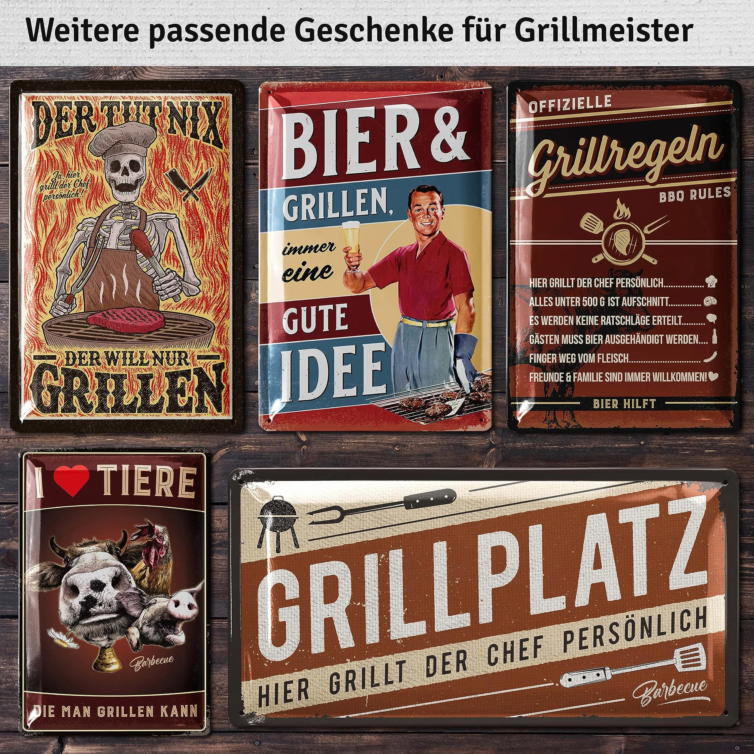Retro blaszana tabliczka grillowanie - grill and chilll lounge - dekoracja grilla retro - tabliczka do grillowania tabliczka ogród - prezent dla taty do grillowania tabliczka tabliczka z powiedzonkami i wytłoczeniem w wymiarach 17 x 34 cm