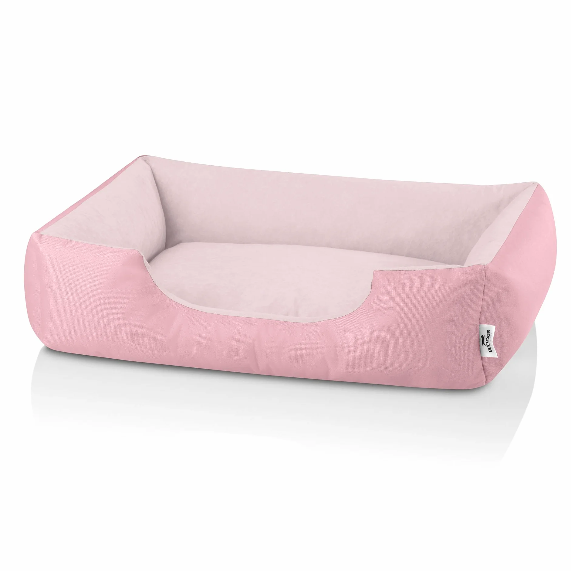 BedDog Legowisko ZARA, Sofa dla Psa z Cordury, Mikrofibra Welurowa, Zmywalne z Brzegiem, Do Domu i Na Zewnątrz, L, Pink-York (Różowy)