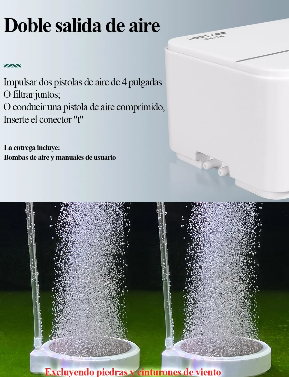 Boxtech Pompa Powietrza do Akwarium Cicha Regulowana Podwójny Otwór Membranowa