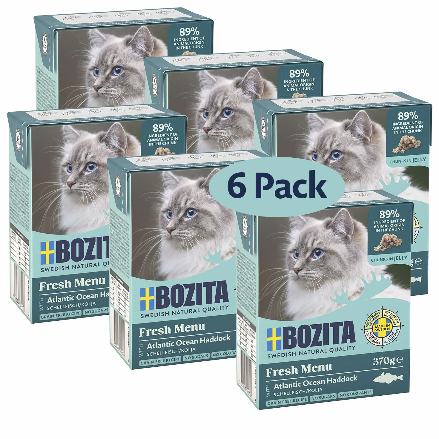 Bozita Karma mokra dla kotów w galaretce z plamiakiem 6x370 g bez zbóż i cukru 7,5% białka 5% tłuszczu
