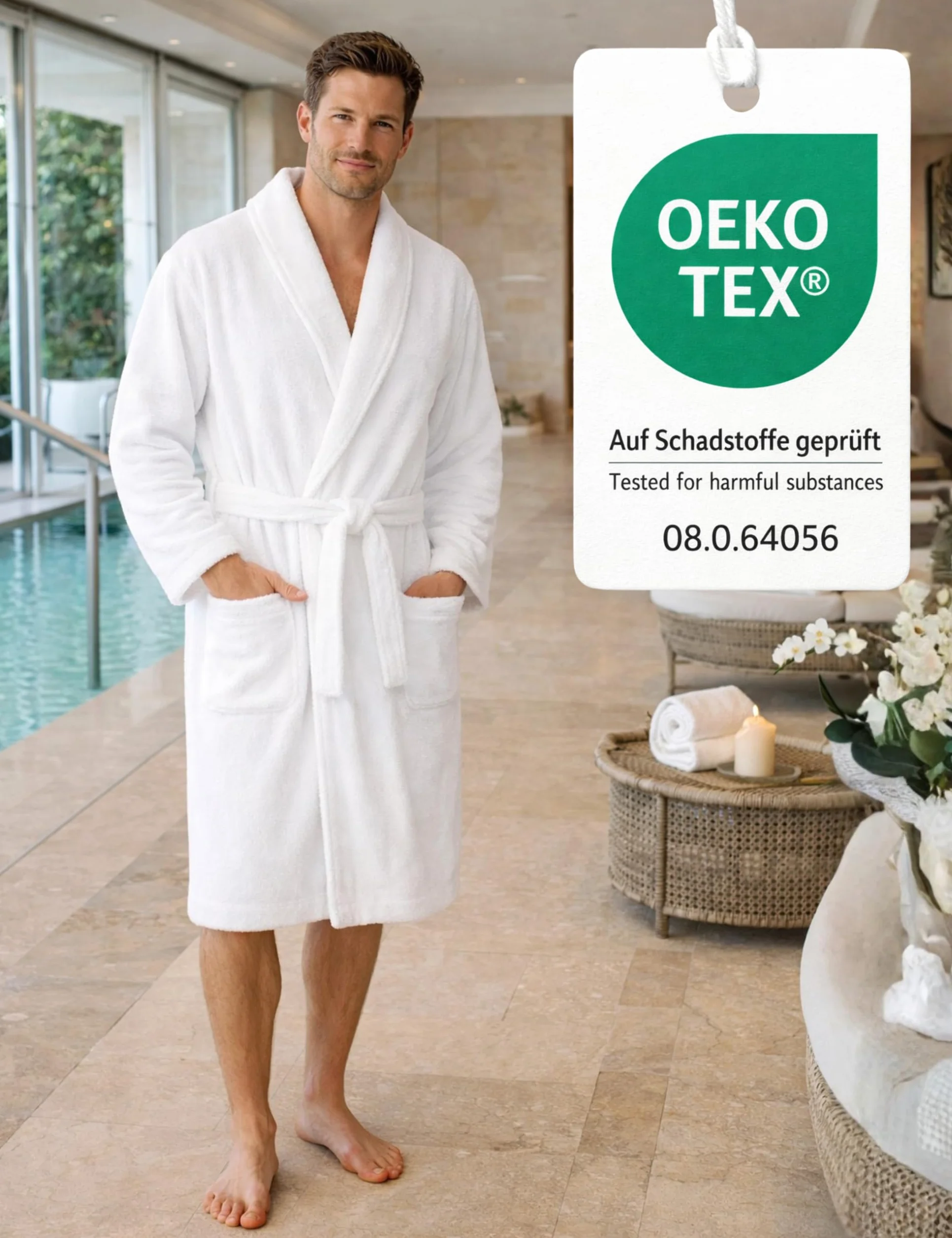 Morgenstern Szlafrok Hotelowy – unisex – damski i męski – 100% bawełna frotte (380 GSM) – Oeko Tex – biały – rozmiary S-XXL