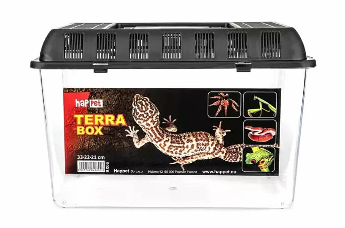 HAPPET TERRA BOX Pojemnik Hodowlany 33x22x21 cm Transparentny Transporter dla Gadziów i Pajęczaków