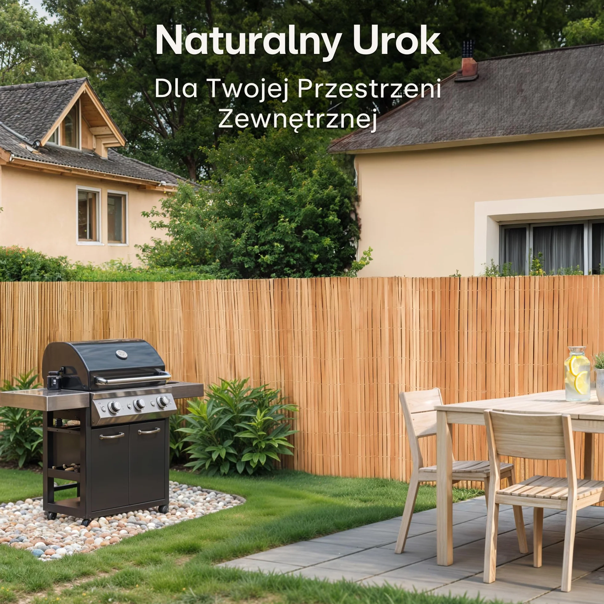 Osłona balkonowa z bambusa, certyfikat FSC®, naturalny bamus, wszechstronne zastosowanie wewnątrz i na zewnątrz, idealna na balkon i do ogrodu, 90 x 300 cm