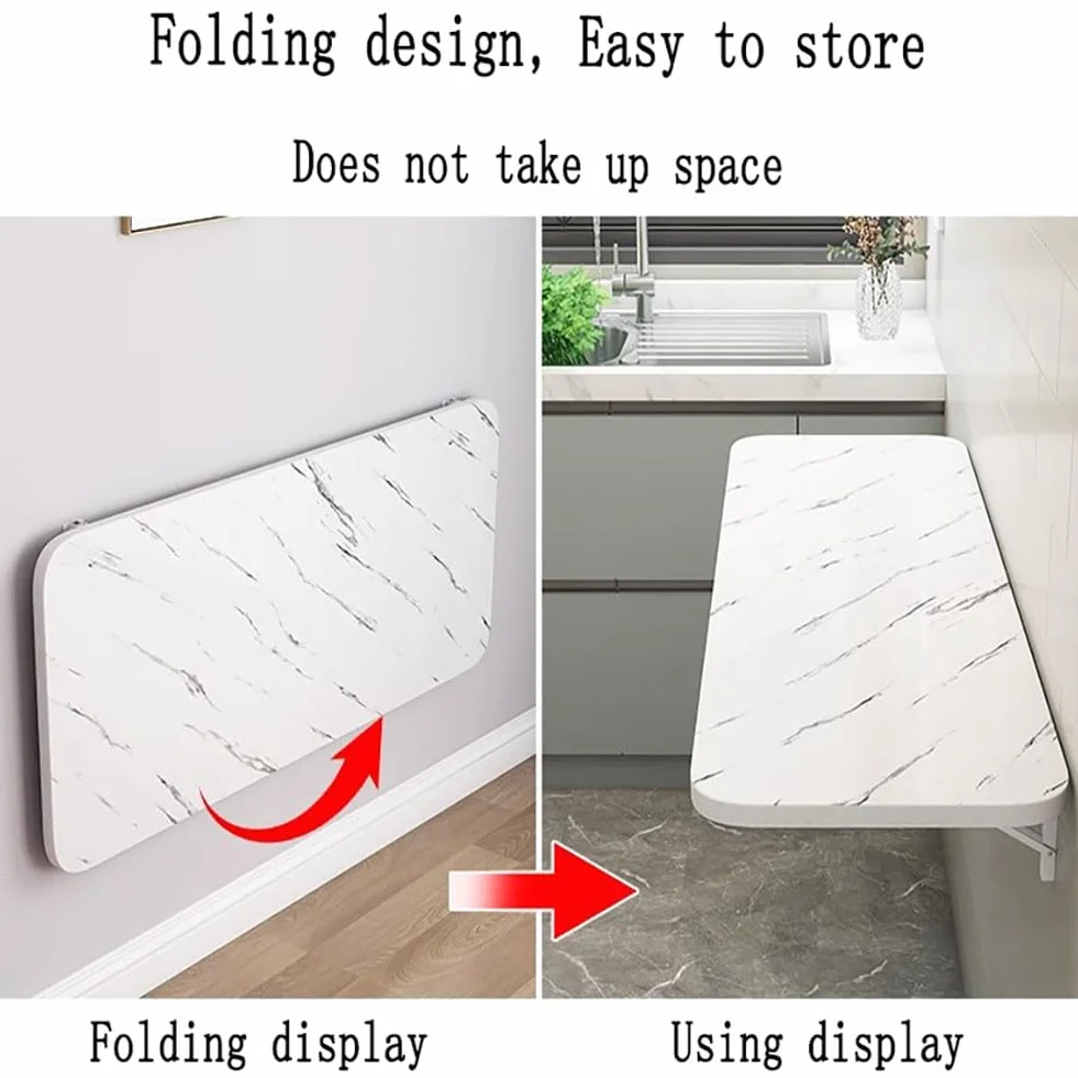 Kompaktowe składane biurko ścienne, oszczędność miejsca, rozwijany stół do jadalni do kuchni i sypialni, pływające stanowisko robocze, czarne, 60 x 25 cm, idealne do nauki i jadalni