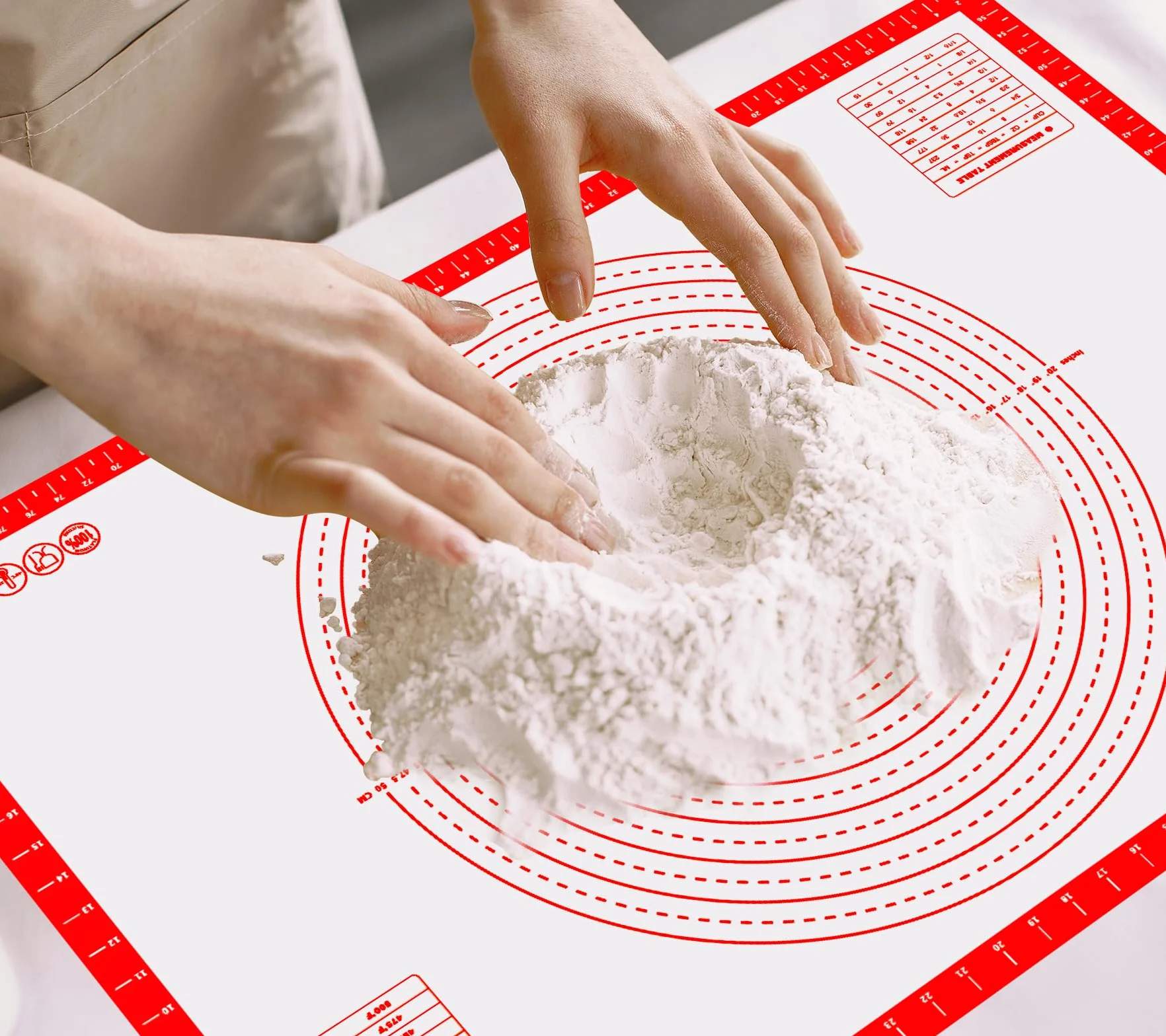 Webake Bardzo duża mata silikonowa 90 x 60 cm, mata do pieczenia ciasta z podkładką pomiarową, mata kuchenna, mata do ciasta, do pizzy, kremówki, chleba