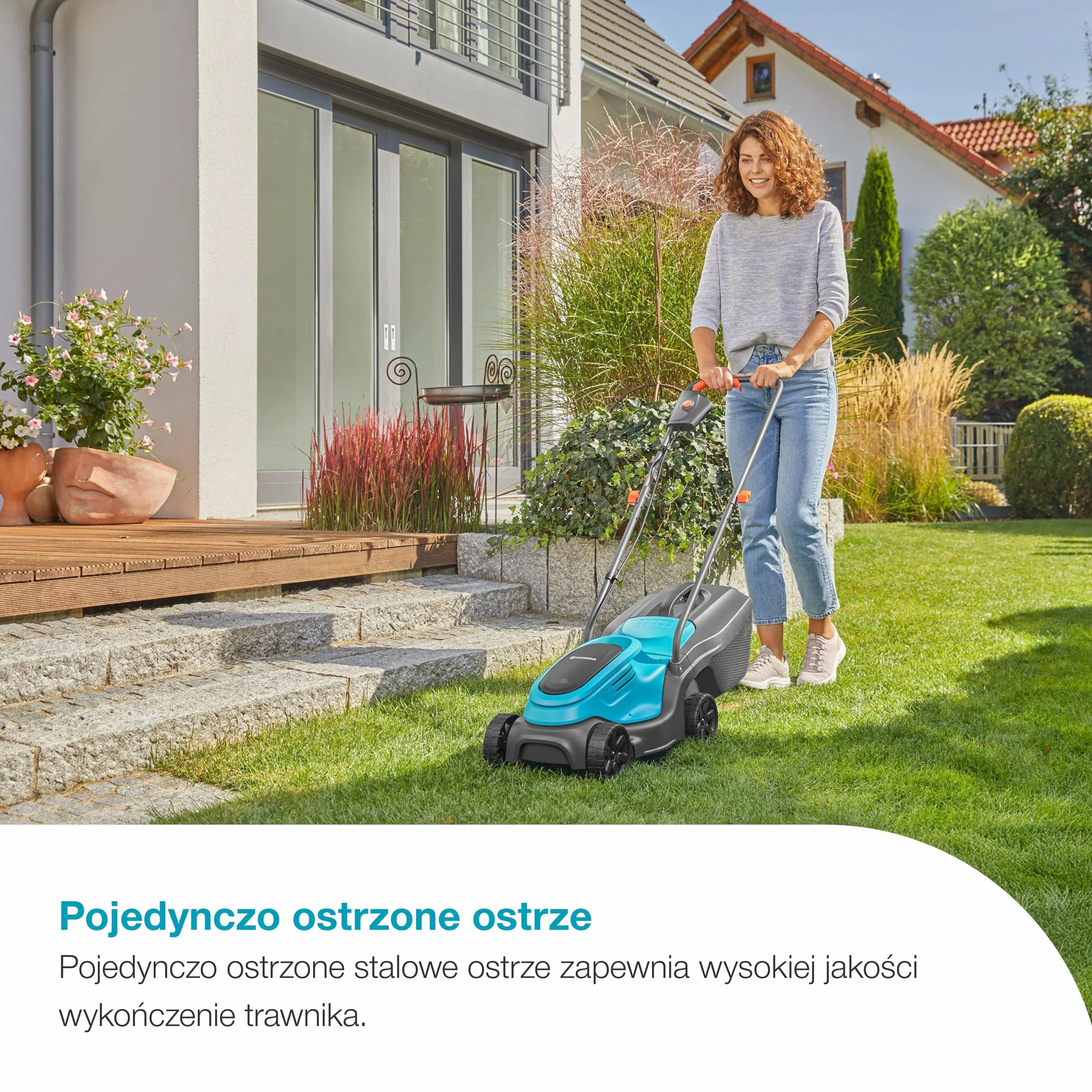 Gardena Kosiarka akumulatorowa EasyMax 30/18V P4A – zestaw z akumulatorem: Ostrze tnące, Lekkość, Regulacja wysokości, Zbieranie trawy, Brak przewodu (14629-20)