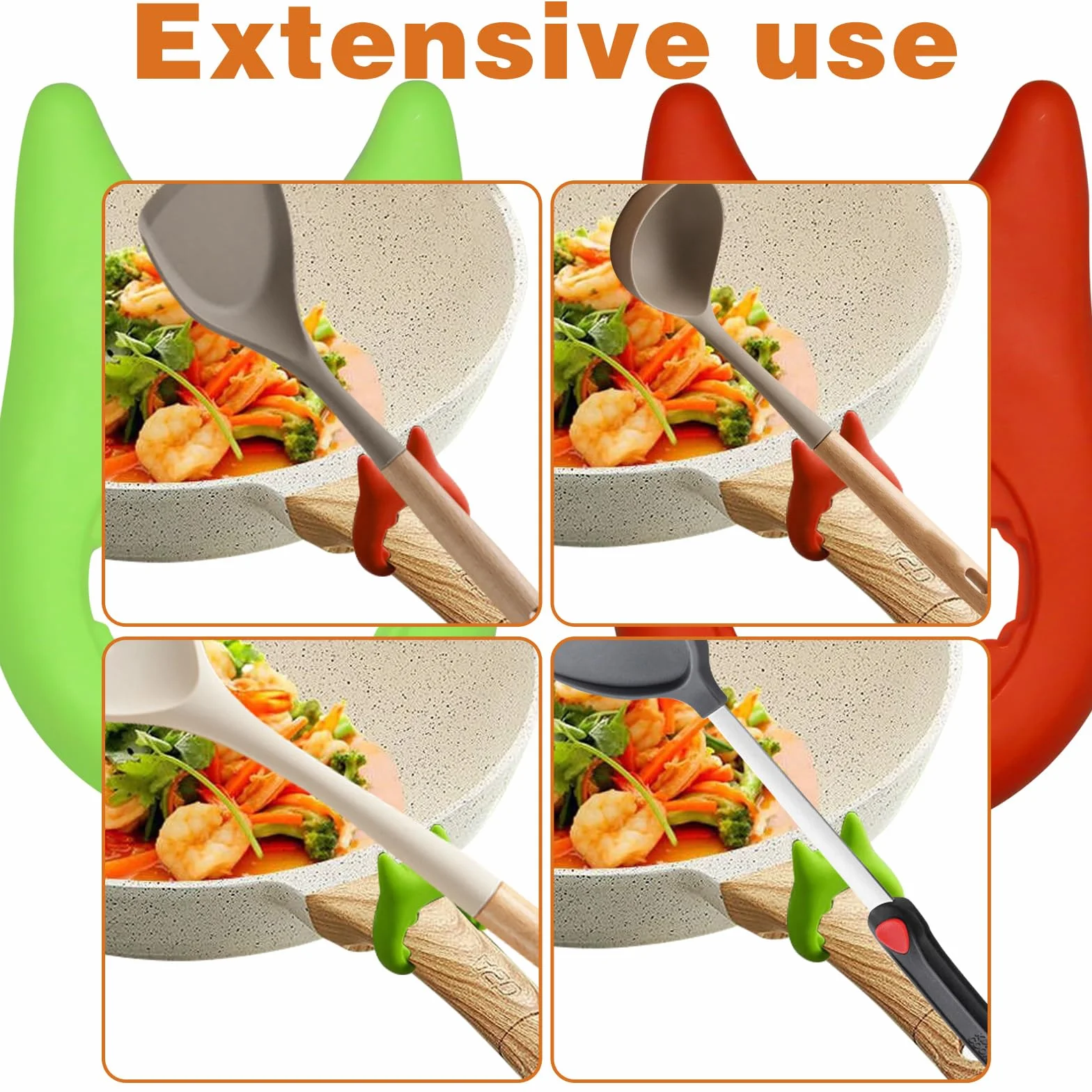 2 szt. Uchwyt na patelnię Spoon, Heat Resistance Spatula Bracket Clips, Silicone Pot Spoon Holder Pot Clip Holder for Pot, Kitchen Gadget…