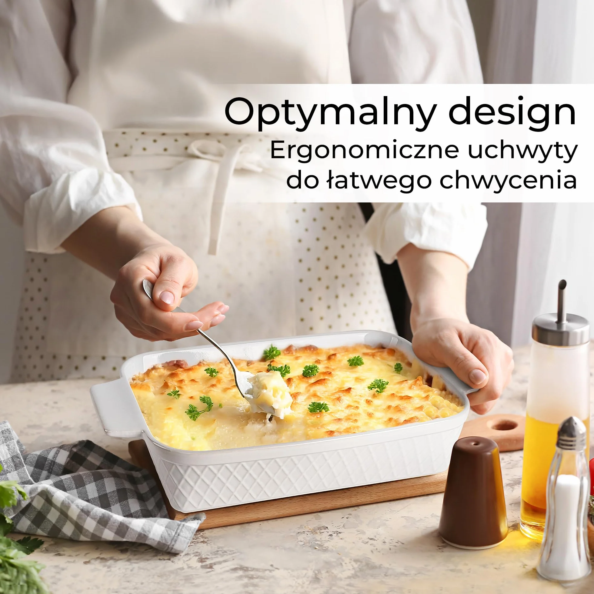 MIAMIO - Zestaw naczyń do zapiekania 3 sztuki/Ceramiczna prostokątna forma do pieczenia, 3-częściowy zestaw naczyń do pieczenia, 850 ml, 1650 ml, 2900 ml - Bezpieczne do zmywarki i piekarnika - Kole
