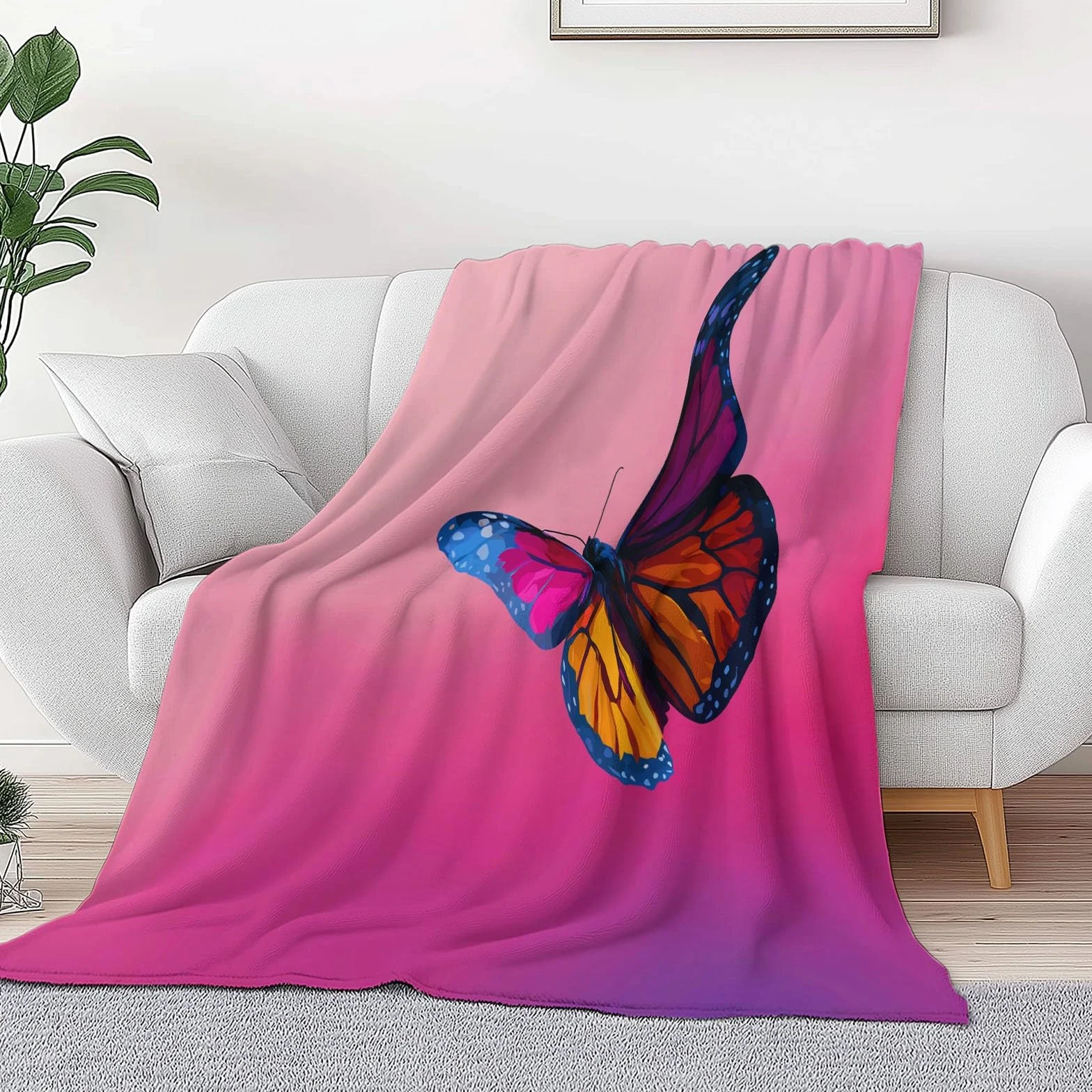 Puszyste kwiaty, kolorowe motyle, flanelowe narzuty, koc na sofę, łóżko, krzesło, miękka pościel w stylu kreskówkowym, 180 x 200 cm, dekoracyjny, ultramiękki koc na łóżko dla dzieci, nastolatków