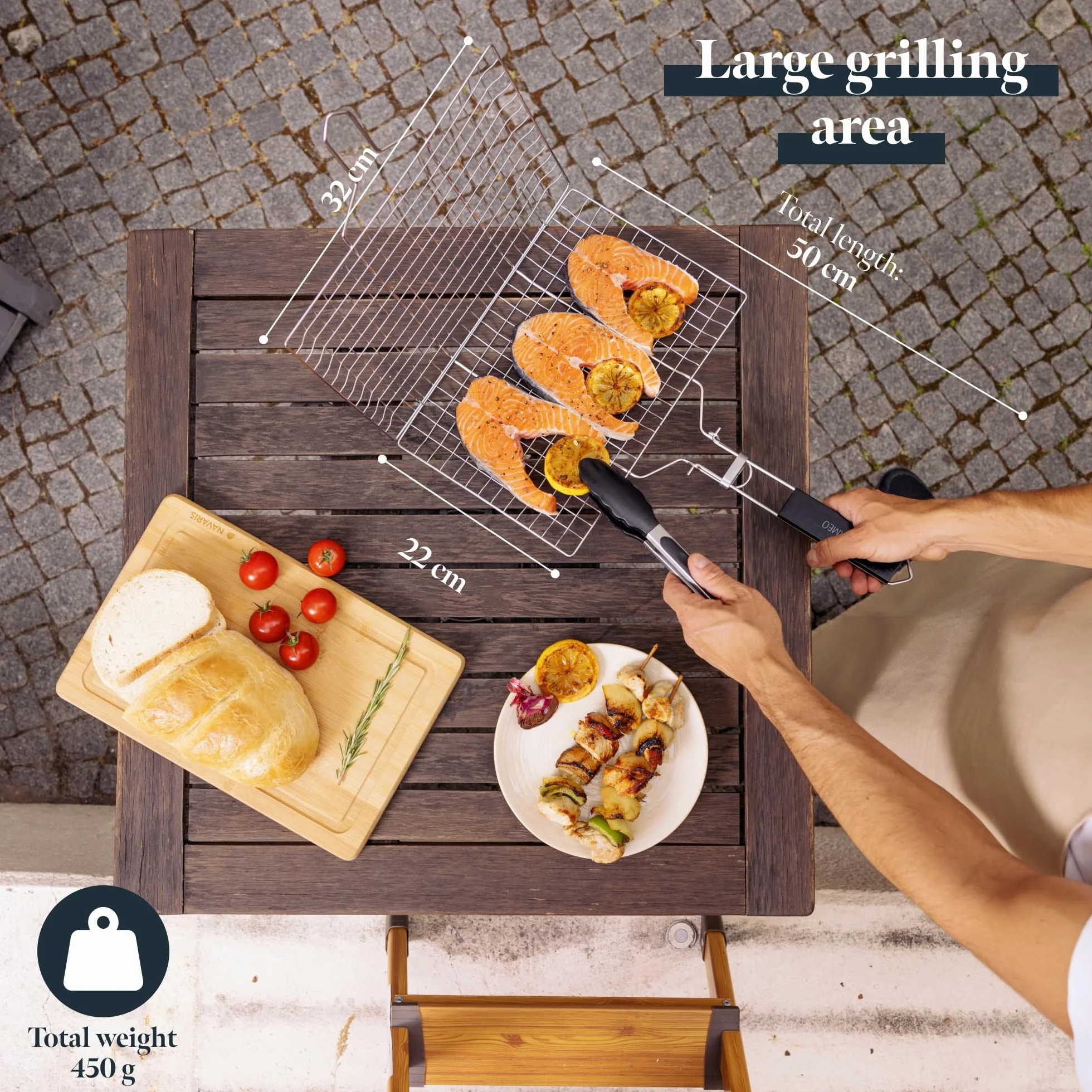 Kosz Do Grillowania - Taca Ze stali Nierdzewnej Do Grillowania Ryb i Warzyw z Uchwytem i Szczotką - Nierdzewne Kosze Na Grill
