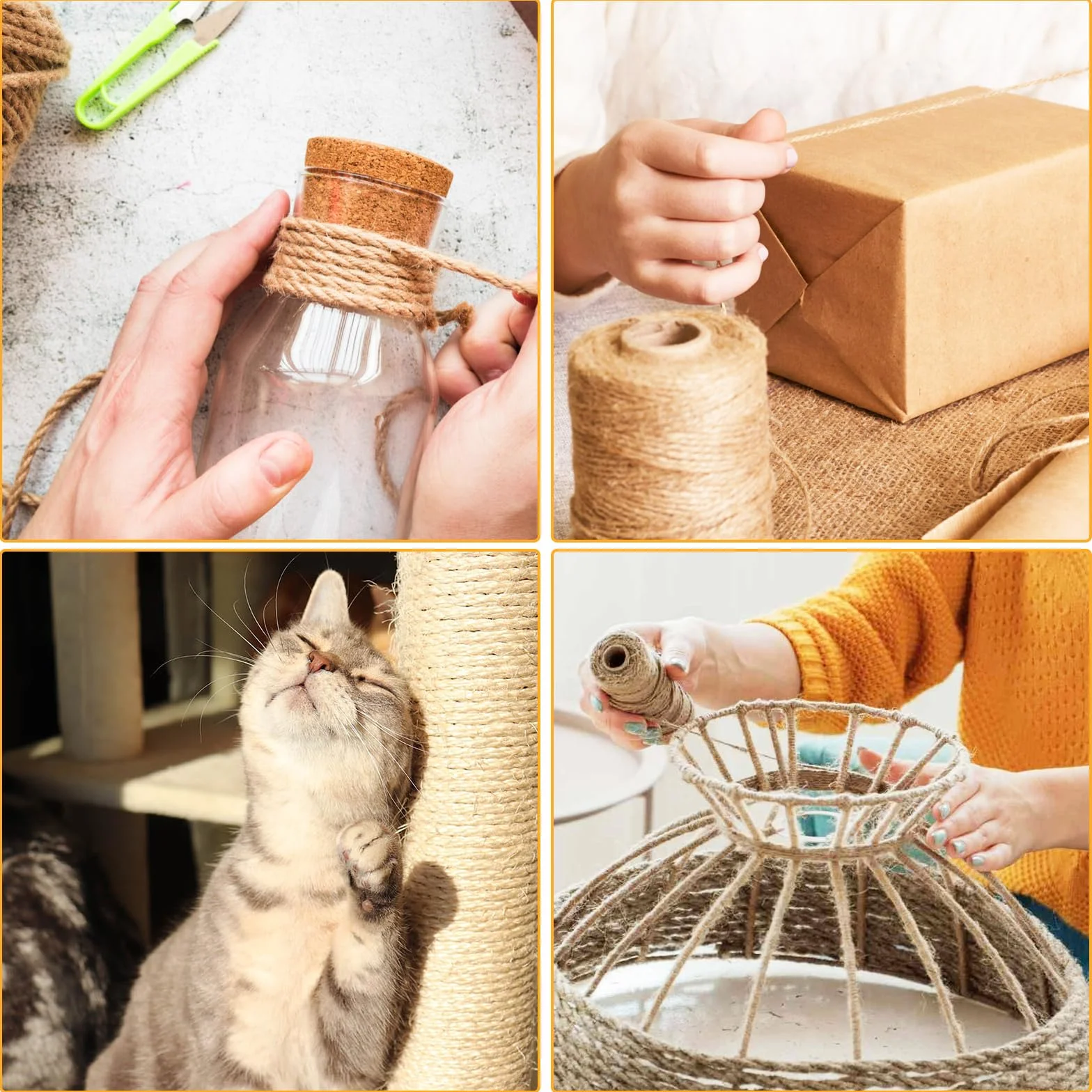 Magrimaxio Jute Rope, Natural Sisal Rope 6 mm X 50m, Cat Scratching Rope for Garden Decoration, Jute Rope Repair Replace Cat Scratching Post, Cat Toy Rope, Cat Tree Rope, Cat Toy Rope, Cat Tree Rope