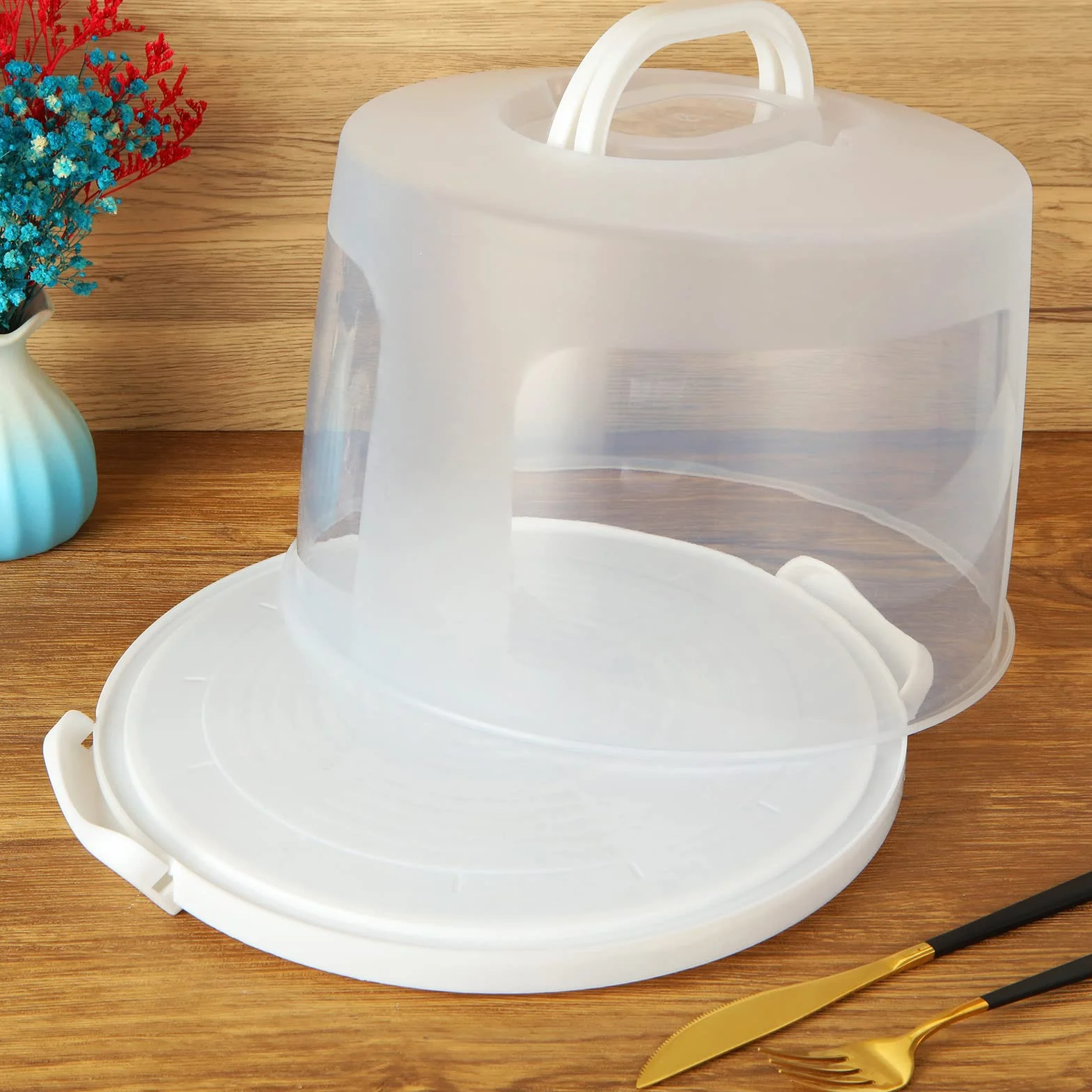 plastikowa skrzynka transportowa na ciasta, 30 x 26 x 18 cm, hermetyczna skrzynka na tort z uchwytem i pokrywką, duża przenośna skrzynka na ciasta, ciasta, ciastka, tort