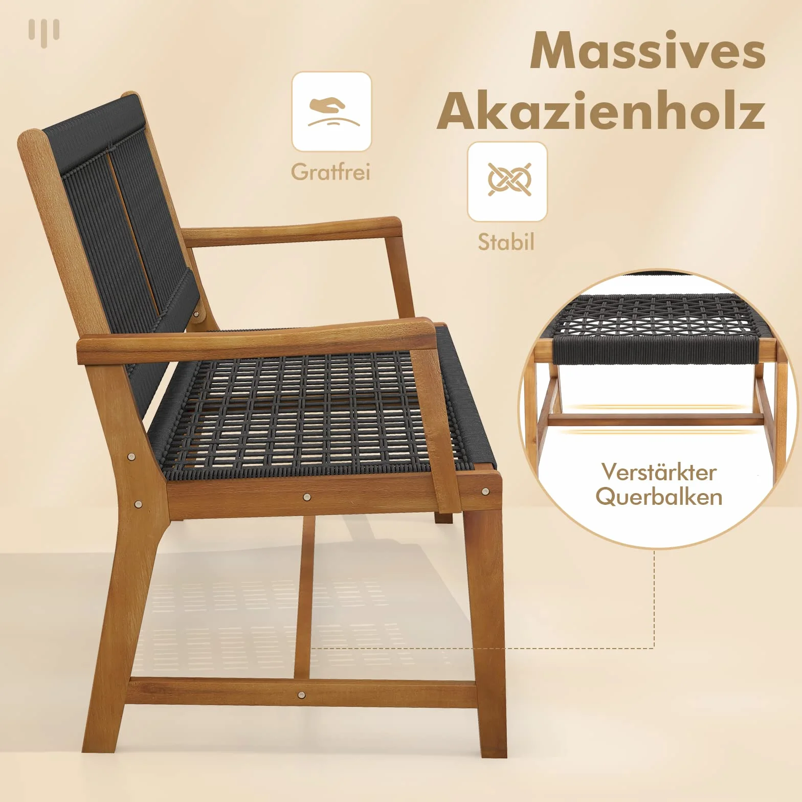 COSTWAY Zestaw 2 krzeseł ogrodowych z drewna akacjowego, krzesła do jadalni z oparciem i podłokietnikami, krzesła balkonowe, obciążenie do 160 kg, krzesła bistro na taras, do ogrodu i na balkon