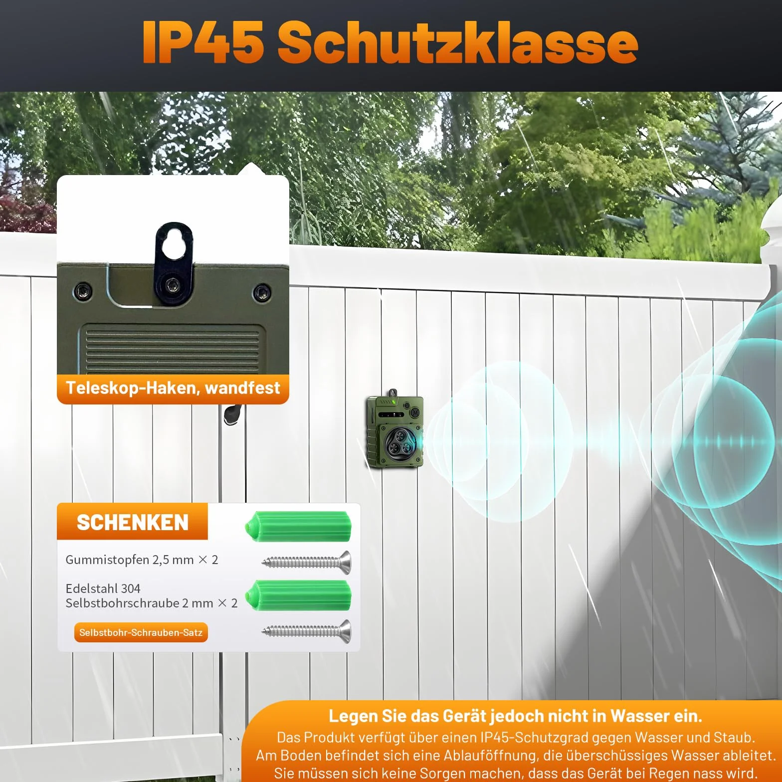 Anti-Bell ultradźwiękowy odstraszacz szczekania dla psów 33FT IP45 3 częstotliwości