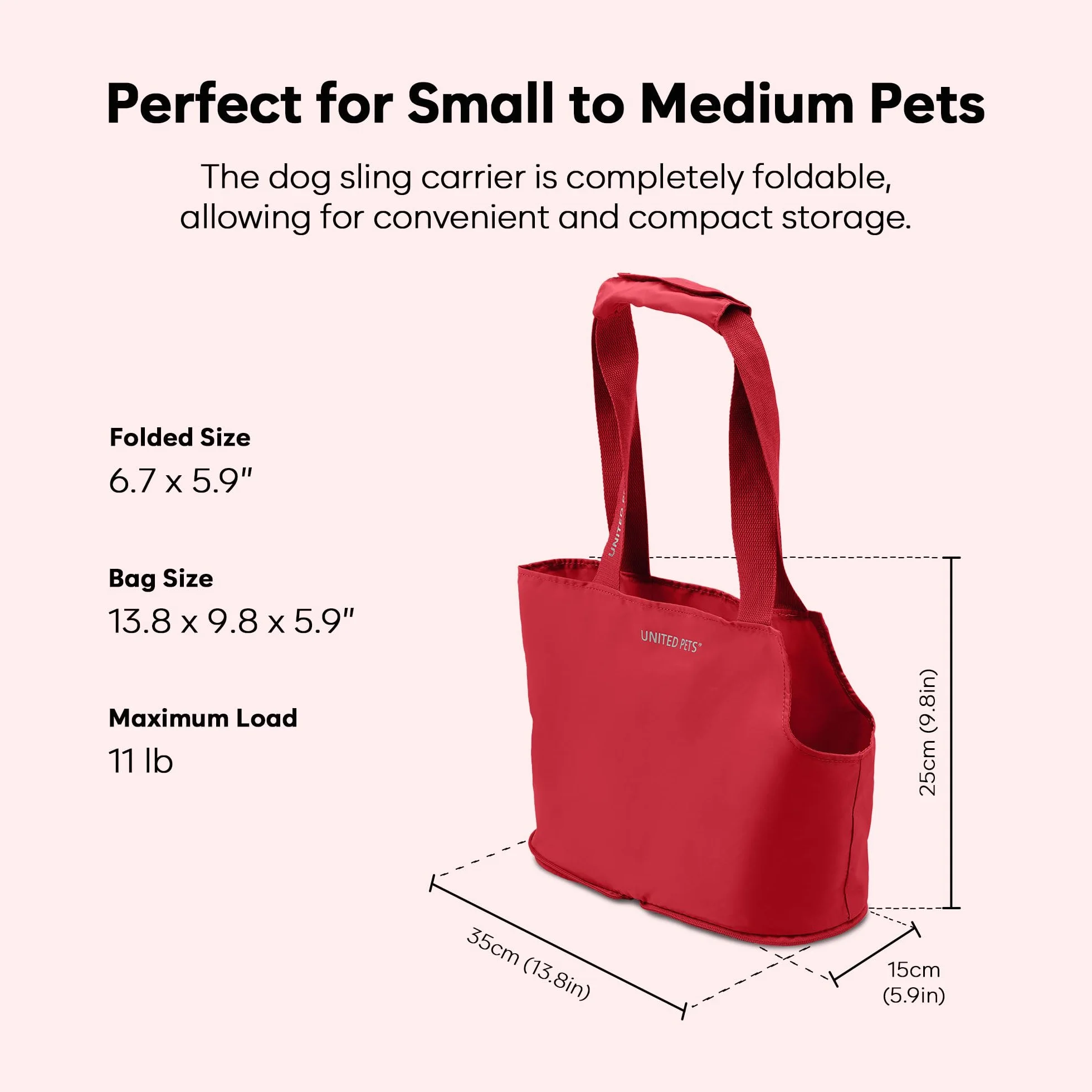 United PETS TP1801RS Lazy Dog torba do noszenia, składana, czerwona, 0,25 kg