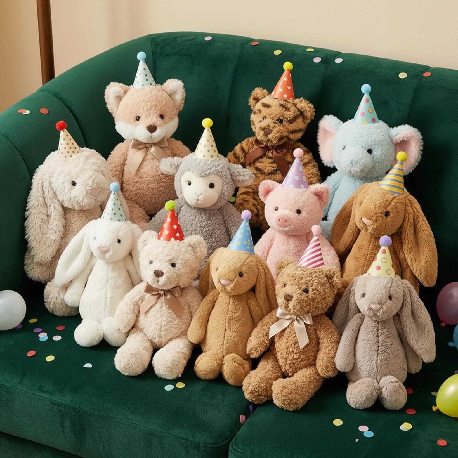 10 szt. kolorowych mini czapek imprezowych, urocze czapki imprezowe z pomponami dla kociąt, królików, psów i wypchanych zwierząt, regulowana czapka stożkowa na urodziny i uroczystości