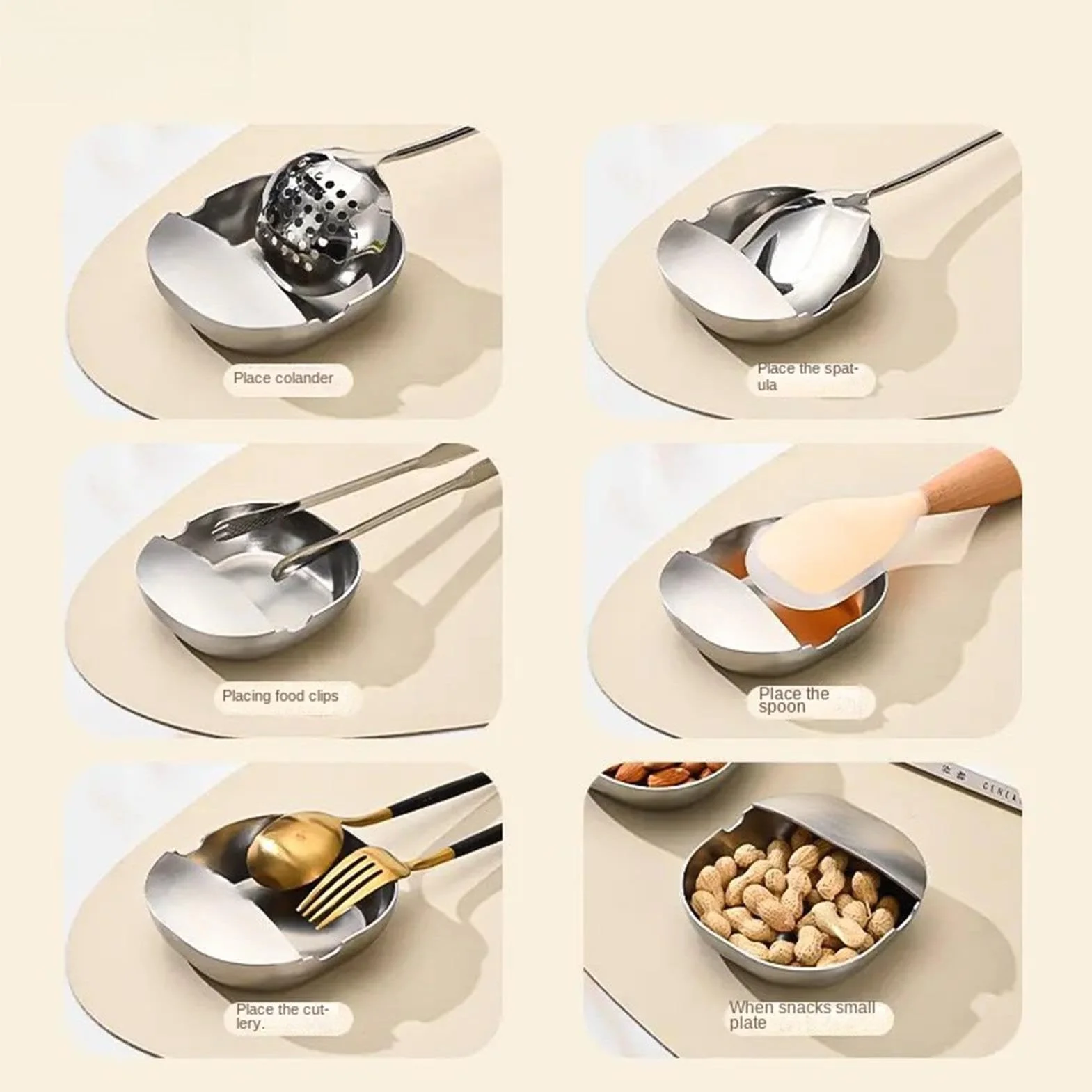 Kitchen Utensil - Rest Multi Functional Spoon Holder Stable | Organizer Tray Heat Resistant Ladle Rest Design Non Slip Countertop for Spatulas, Tongs, Chopsticks, Cooking or Baking