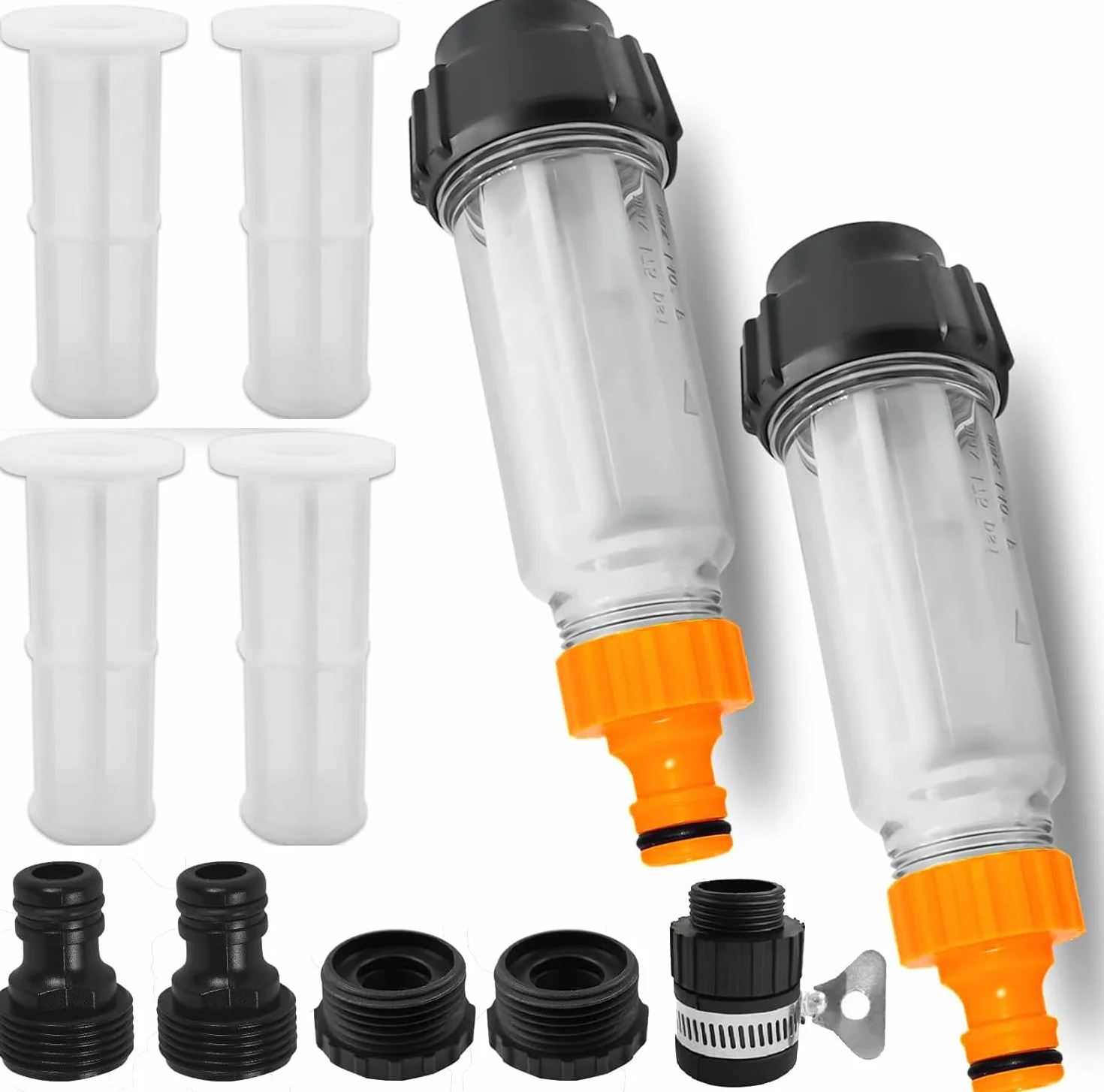 LATRAT Zestaw filtrów do wody, wąż ogrodowy, 2 sztuki 3/4 cala, filtr wstępny, pompa ogrodowa, myjka wysokociśnieniowa, do kampera, nawadniania ogrodu