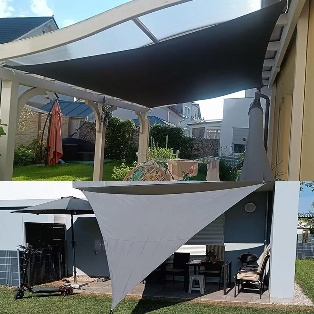 Żagiel przeciwsłoneczny do użytku na zewnątrz, wodoodporny, prostokątny, 1,5 x 2 m, ochrona przed promieniowaniem UV, do ogrodu, na patio, blok z liną, zestaw żagli, szary