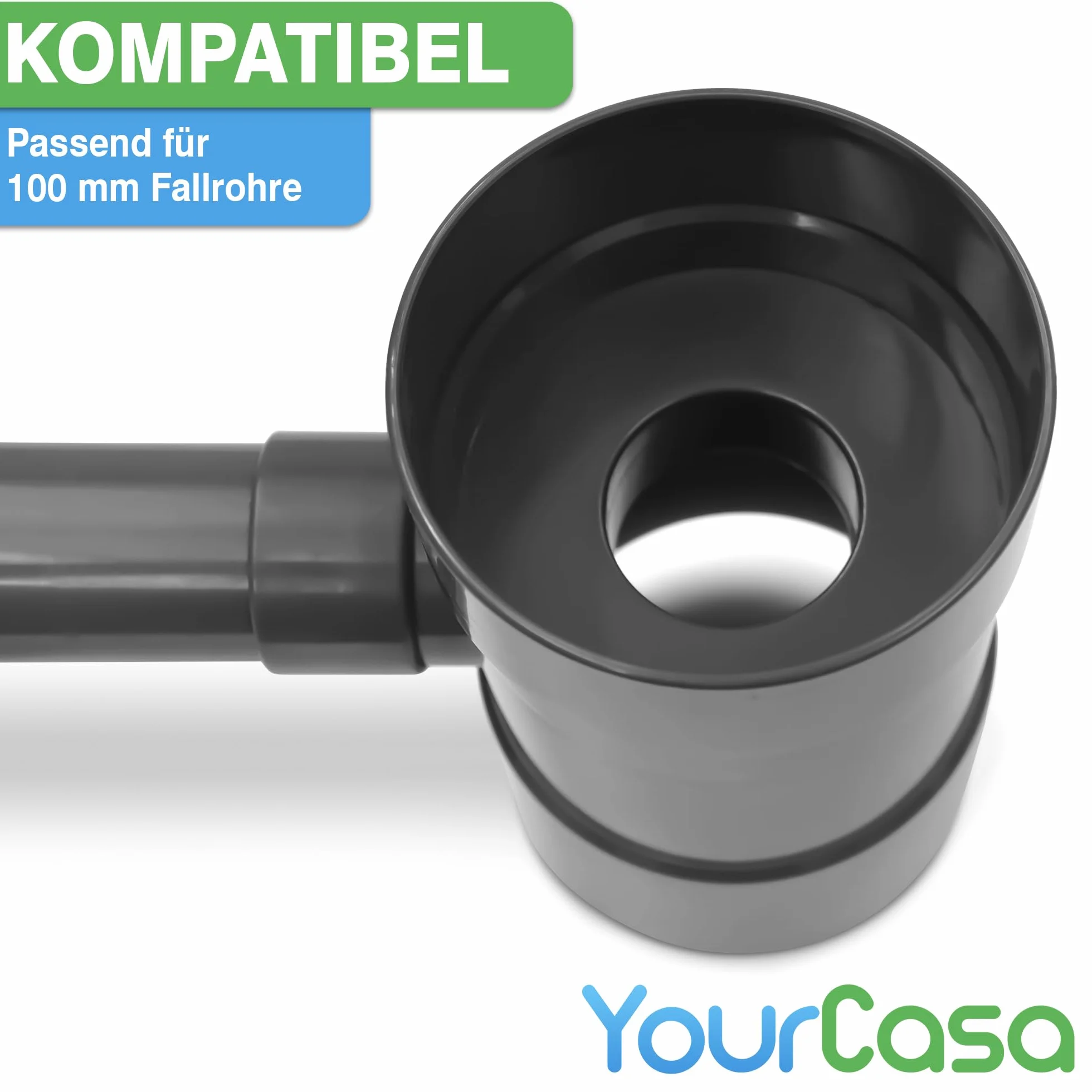 YourCasa Zbieracz deszczowy z zaworem zamykającym - Podłącz rurę spustową 100mm DN100 i zbiornik na deszczówkę, rura spustowa, zbieracz wody deszczowej, odpływ deszczowy
