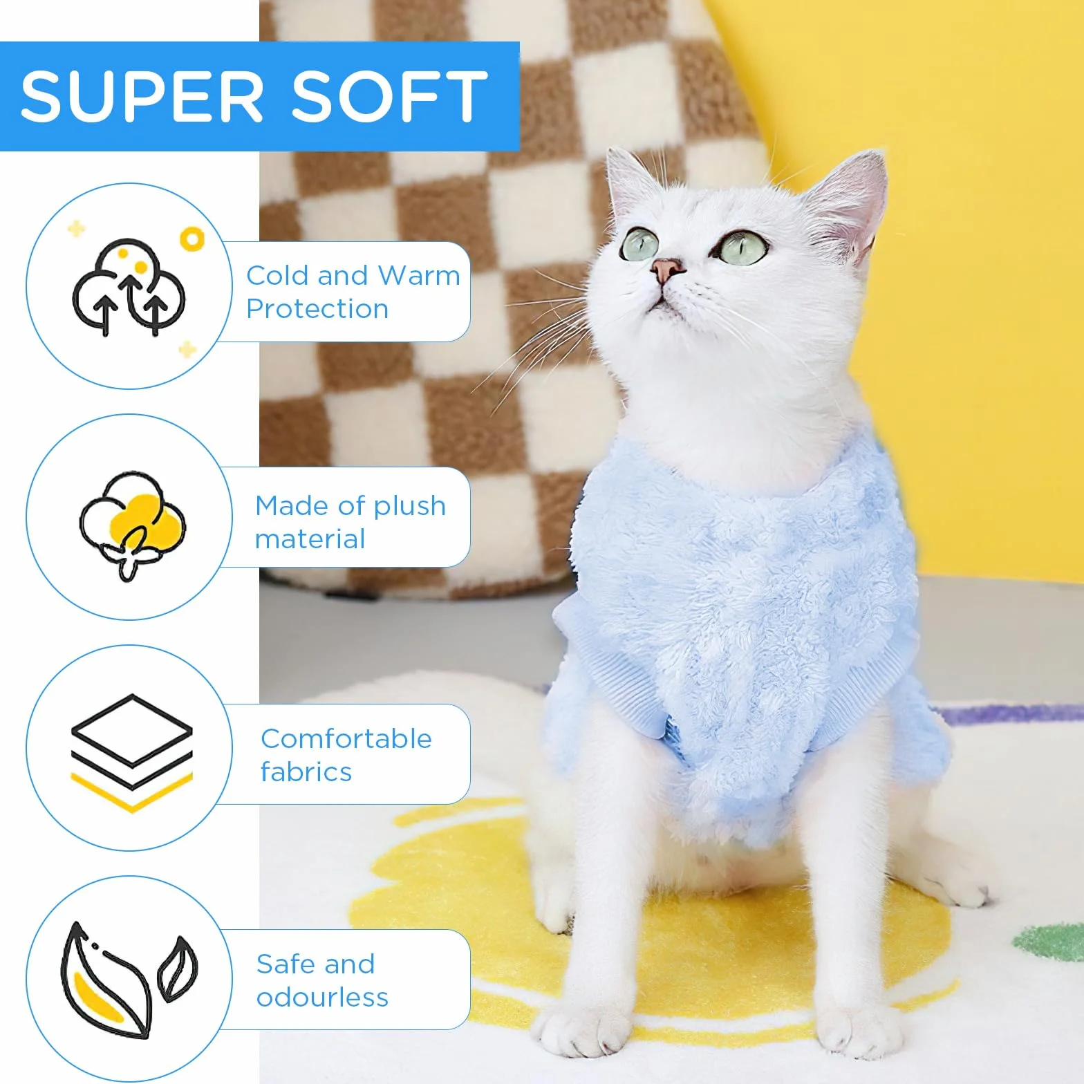 ACTOYS Sweter dla psów i kotów, bluza dla małych psów, pluszowy
