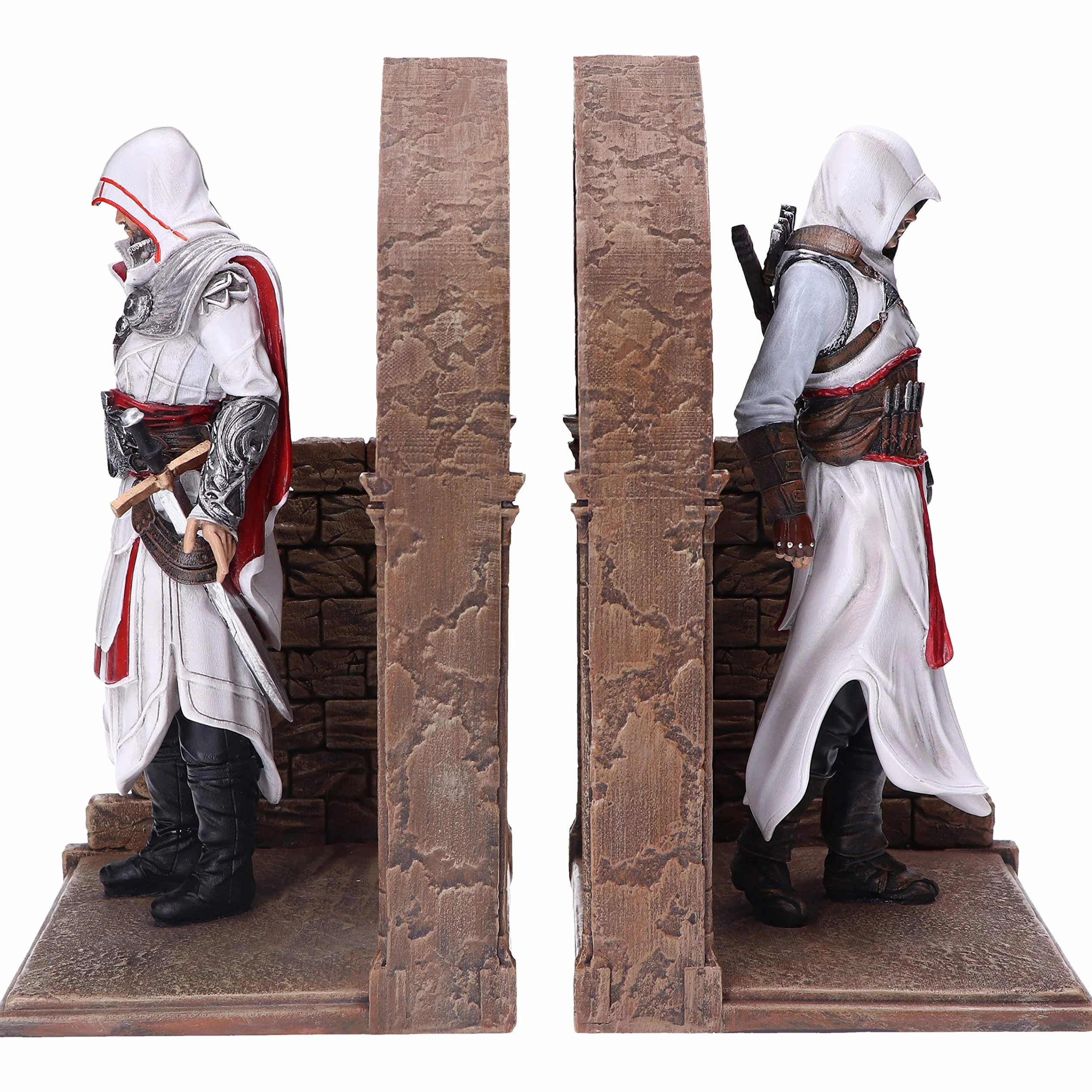 Nemesis Now Oficjalnie licencjonowane podpórki do książek do gier Assassin's Creed Altair i Ezio Library, żywica, brązowe, 24 cm