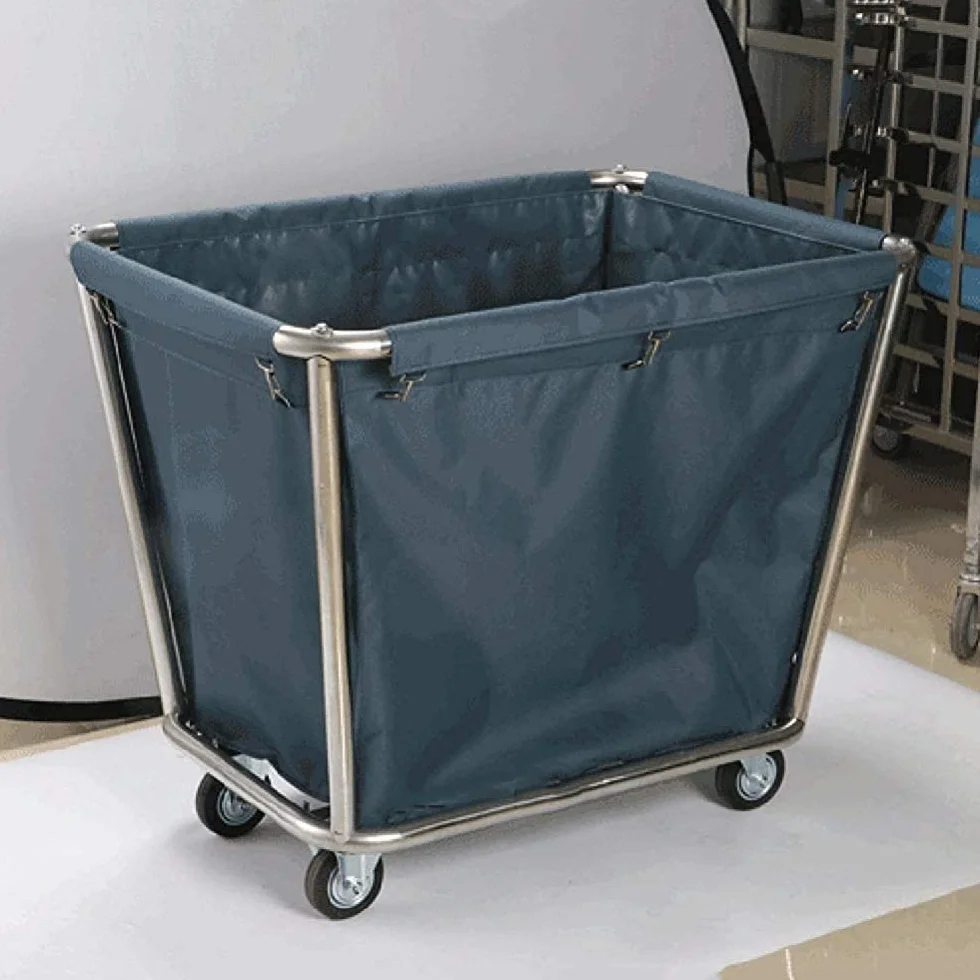 Ruchome Wózki Do Prania Koszyk Heavy-Duty Rolling Sorter Do Szpitala Hotel Szpital, 4 Koła Wózek Z Wyjmowanymi Torbami, Metalowa Rama/Blue