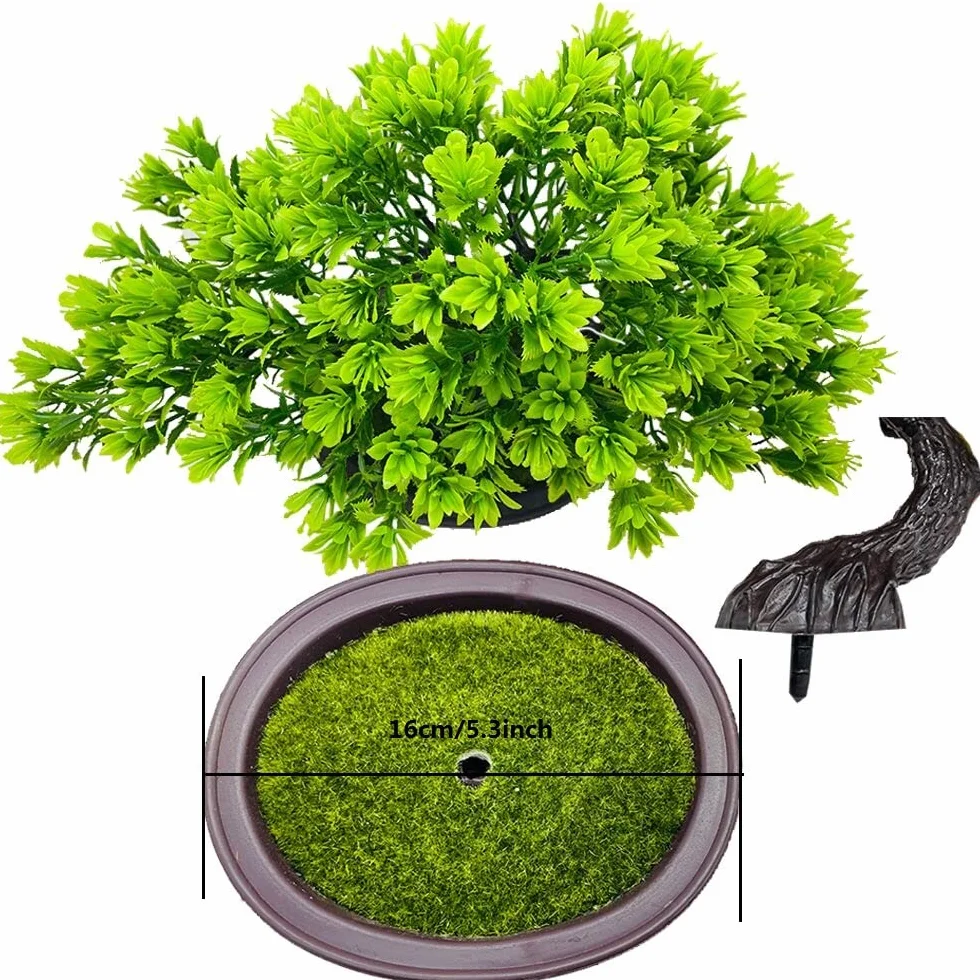Sztuczne drzewo bonsai sztuczne rośliny japońskie dekoracyjne sztuczne rośliny, symulacja sosny roślina doniczkowa, mała doniczkowa realistyczna zielona roślina do wewnątrz/na zewnątrz