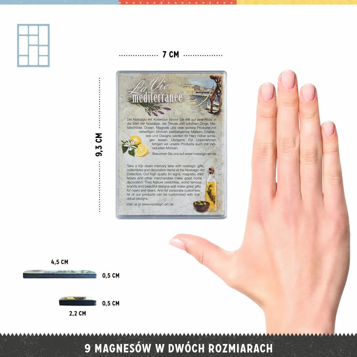 Nostalgic-Art Retro magnesy na lodówkę, 9 sztuk, Mediterranean – Pomysł na prezent do kuchni, zestaw magnesów, Styl vintage