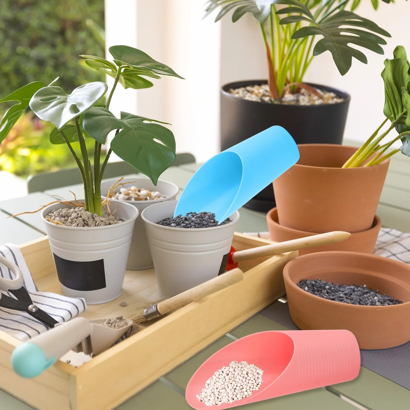 9 szt. łopaty do ziemi bonsai, plastikowe szufelki ogrodowe, małe łopaty doniczkowe do sukulentów, do sadzenia kwiatów w pomieszczeniach i uprawy bonsai