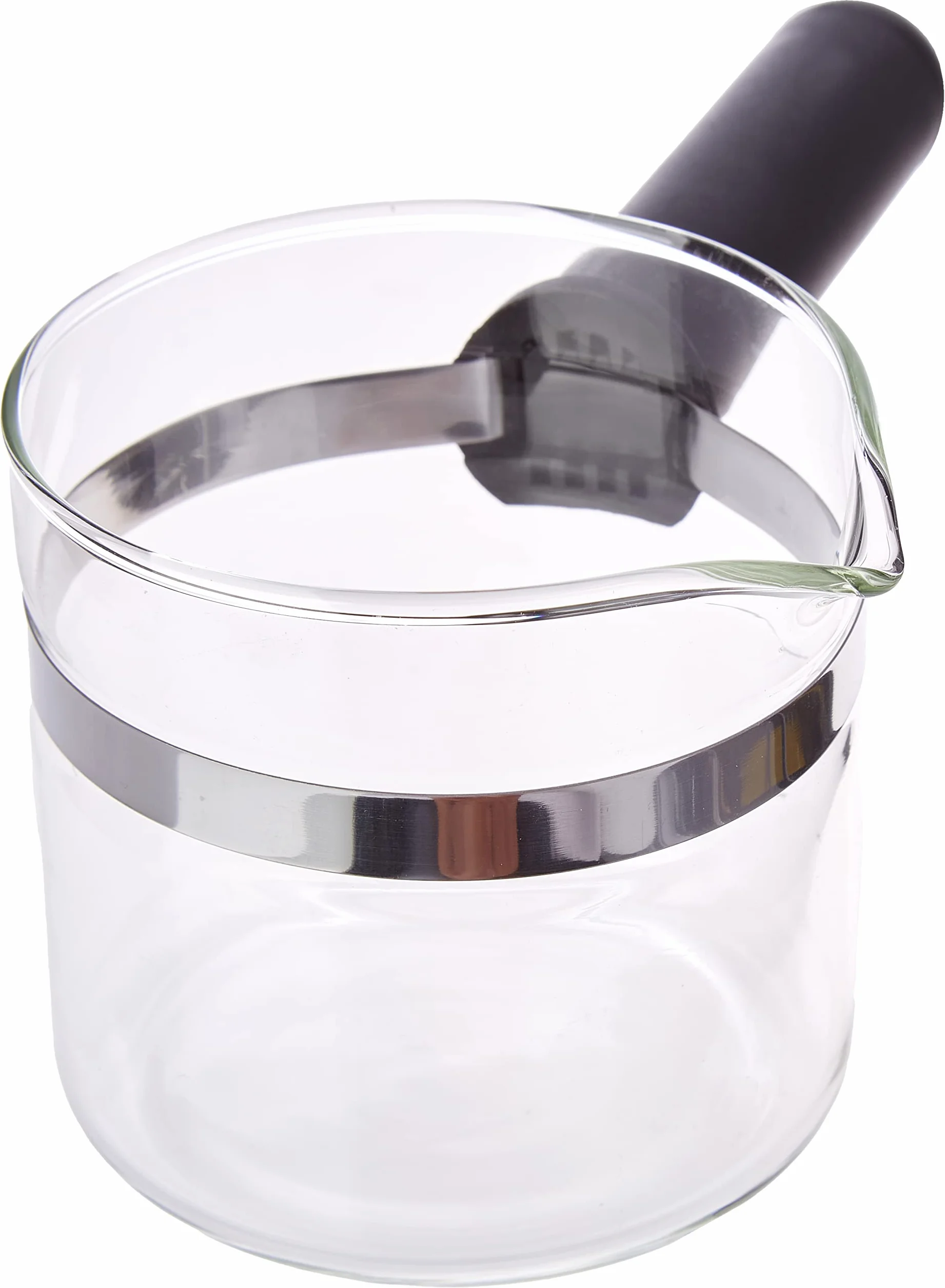 Anakel Home Wymienny uniwersalny dzbanek do kawy z długim plastikowym uchwytem Dzbanek do kawy o wysokości 8,5 cm i średnicy 8,6 cm na 4–6 filiżanek Czarne szkło i plastik