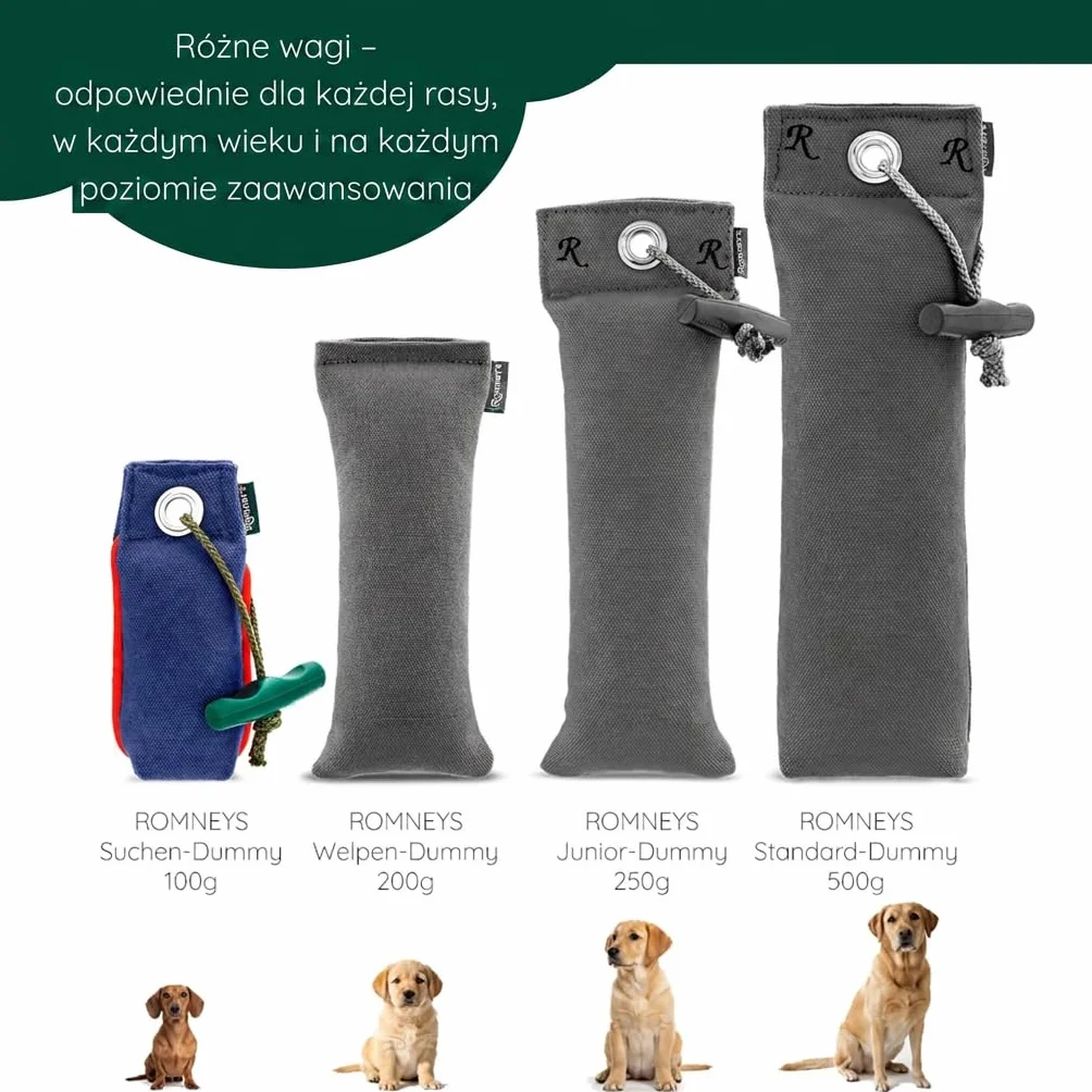 Romneys Piłka do poszukiwania Mini-Dummy dla małych psów 100 g Pocketdummy pływająca z uchwytem niebieska