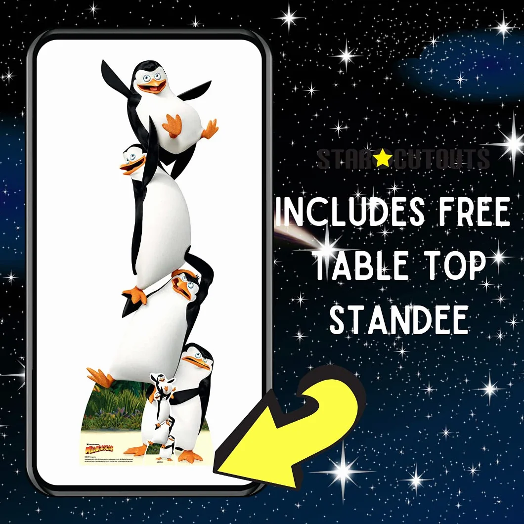 Star Cutouts Ltd SC969 pingwiny Madagaskar Topsy Turvy, karton, wielokolorowy, 160 x 57 x 160 cm