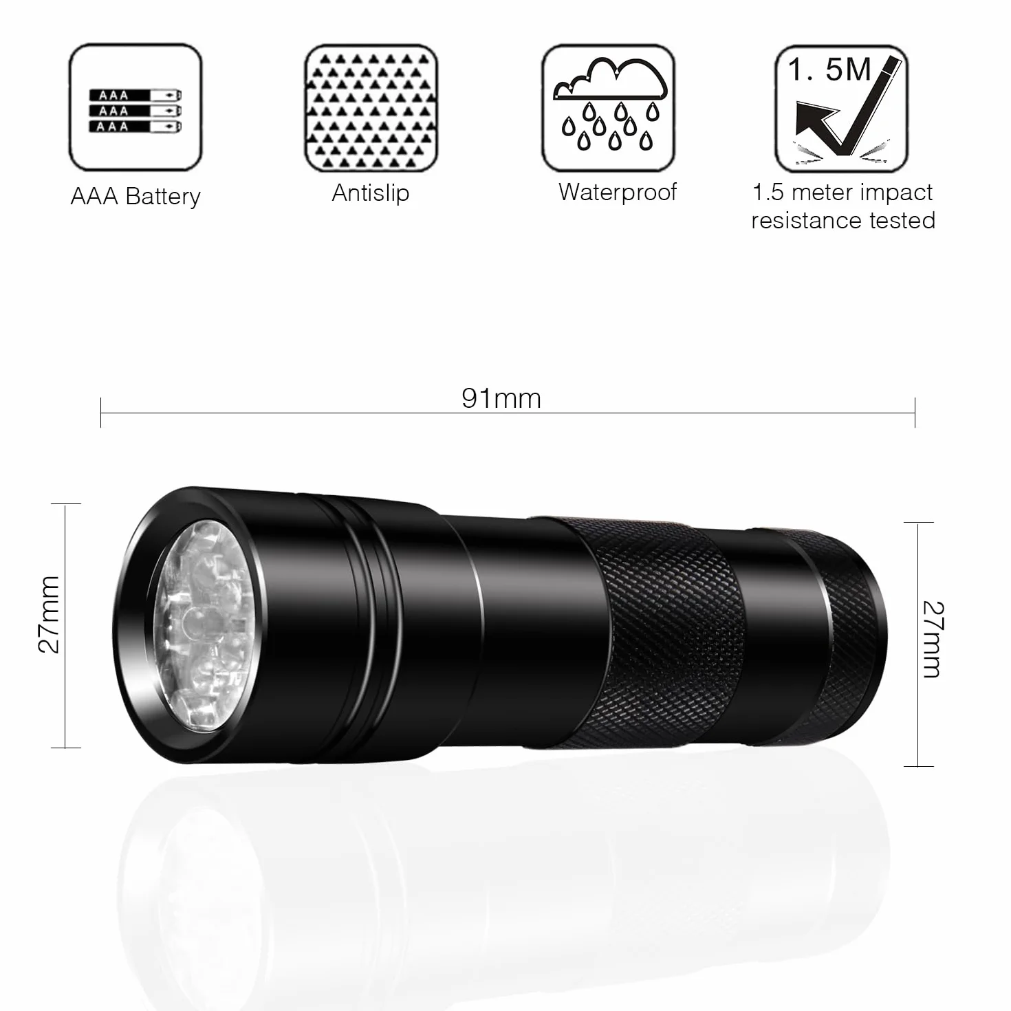 INF latarka UV z ultrafioletowym światłem, latarka z 12 diodami LED, ultrafioletowe światło 395nm do geocachingu, detektorów moczu zwierząt domowych, detektor moczu zwierząt domowych itp.