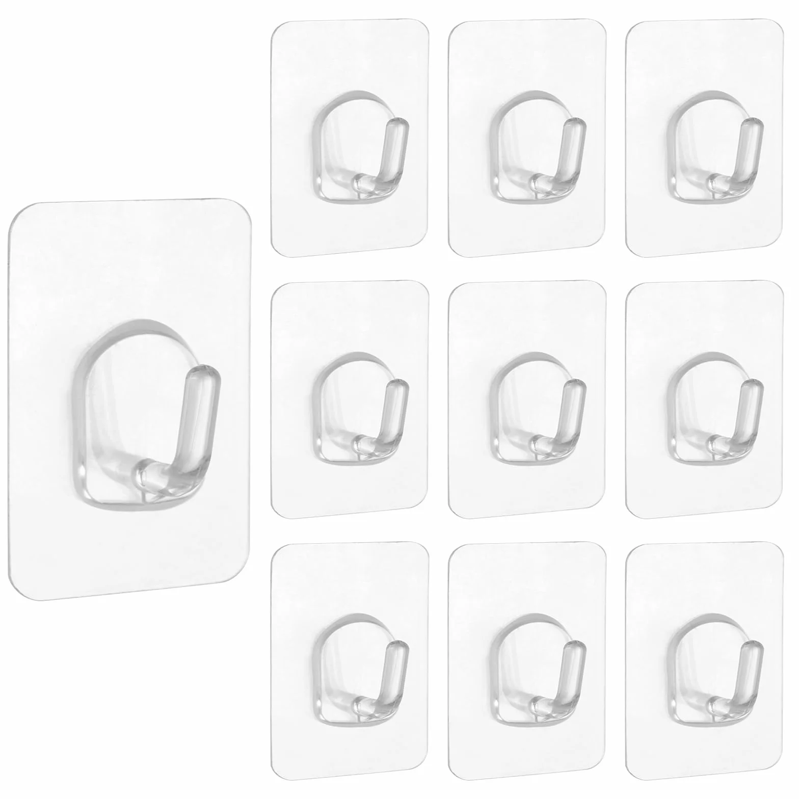 Realjoy Zestaw 10 samoprzylepnych haczyków, bardzo mocne, bez wiercenia, przezroczyste haczyki samoprzylepne do kuchni, łazienki, biura, sypialni (naklejka nano)