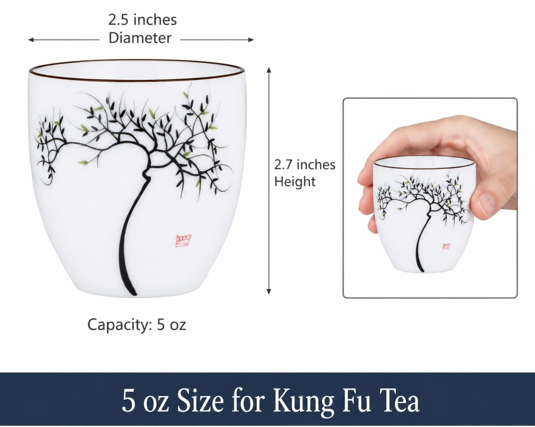 I-MART 4 szt. chińskich ceramicznych filiżanek do herbaty kung fu, zestaw filiżanek do herbaty, 140 ml