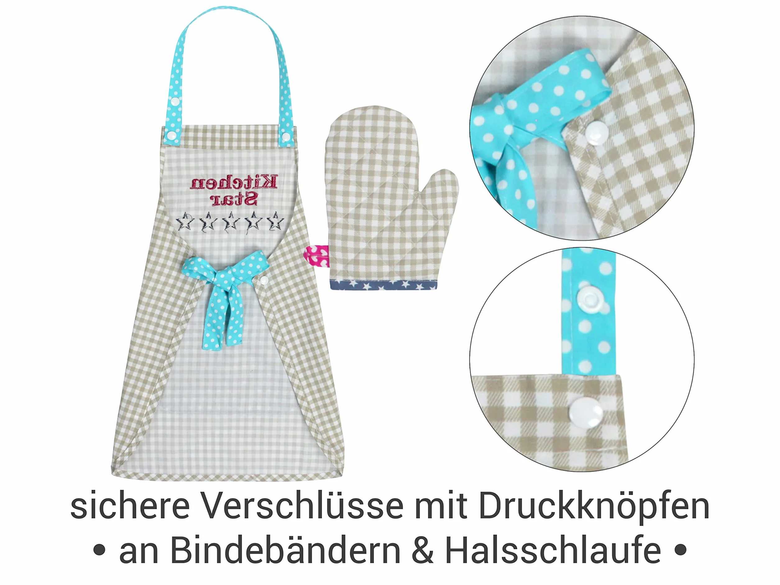 Kochmütze + Küchenschürze + Topfhandschuh für Kinder - 3teiliges Set 1428.2002,