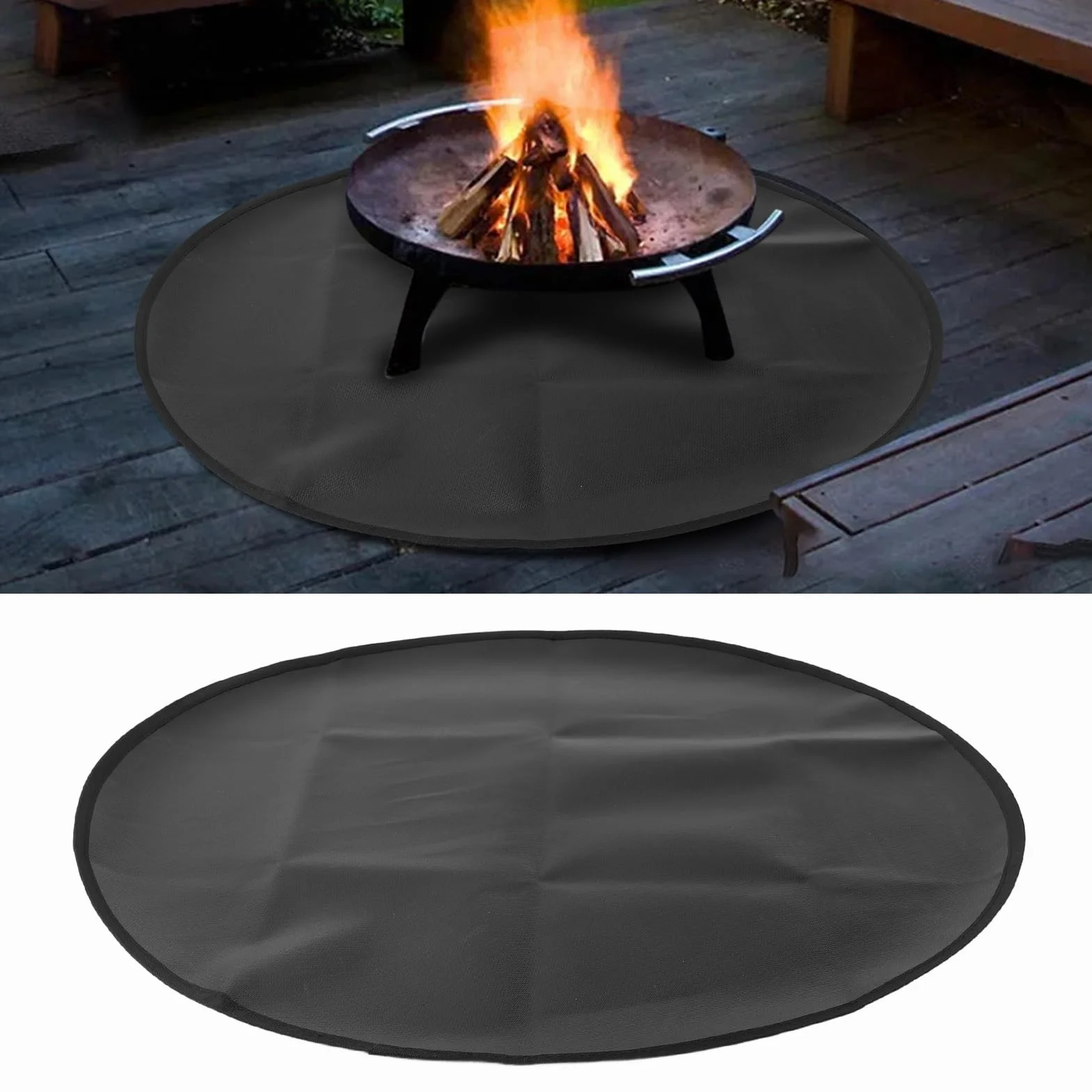 Ognioodporna podkładka pod grill, 24-calowa okrągła mata pod grill, przenośna mata grillowa odporna na ciepło do blatu, dwustronna ognioodporna podkładka pod grill (Dwustronny